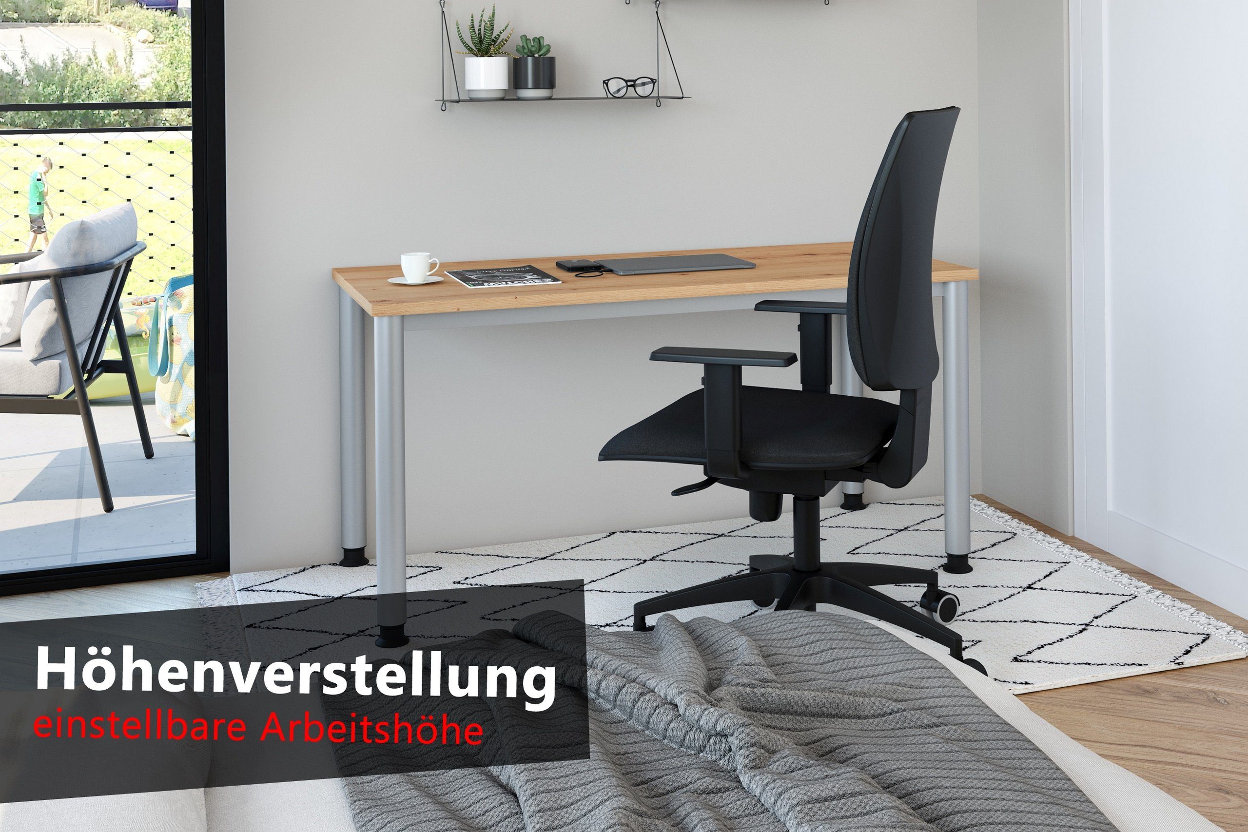 bümö Schreibtisch Schreibtisch cm Dekor: 67,2 Serie-H x - Rechteck: 140 Asteiche (Mini)