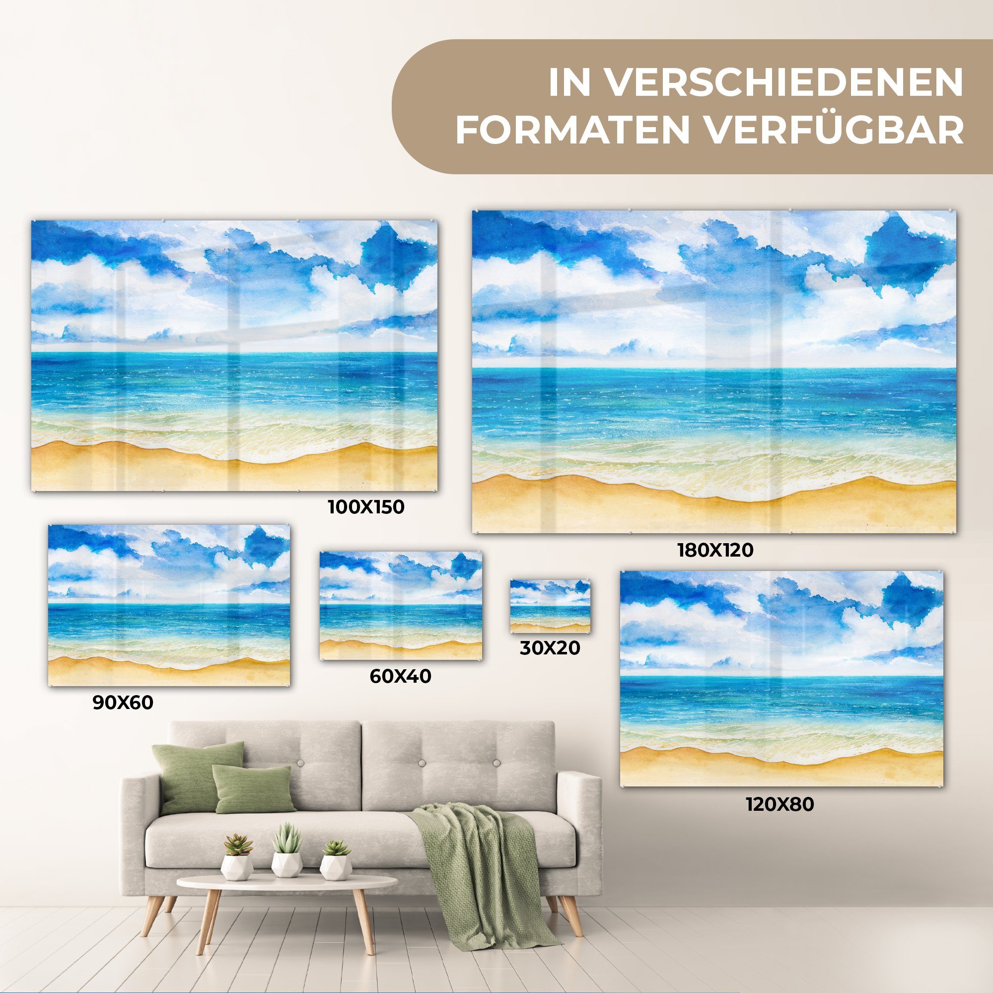 MuchoWow Acrylglasbild Strand - Meer St), (1 Acrylglasbilder Schlafzimmer Himmel, - Wohnzimmer &