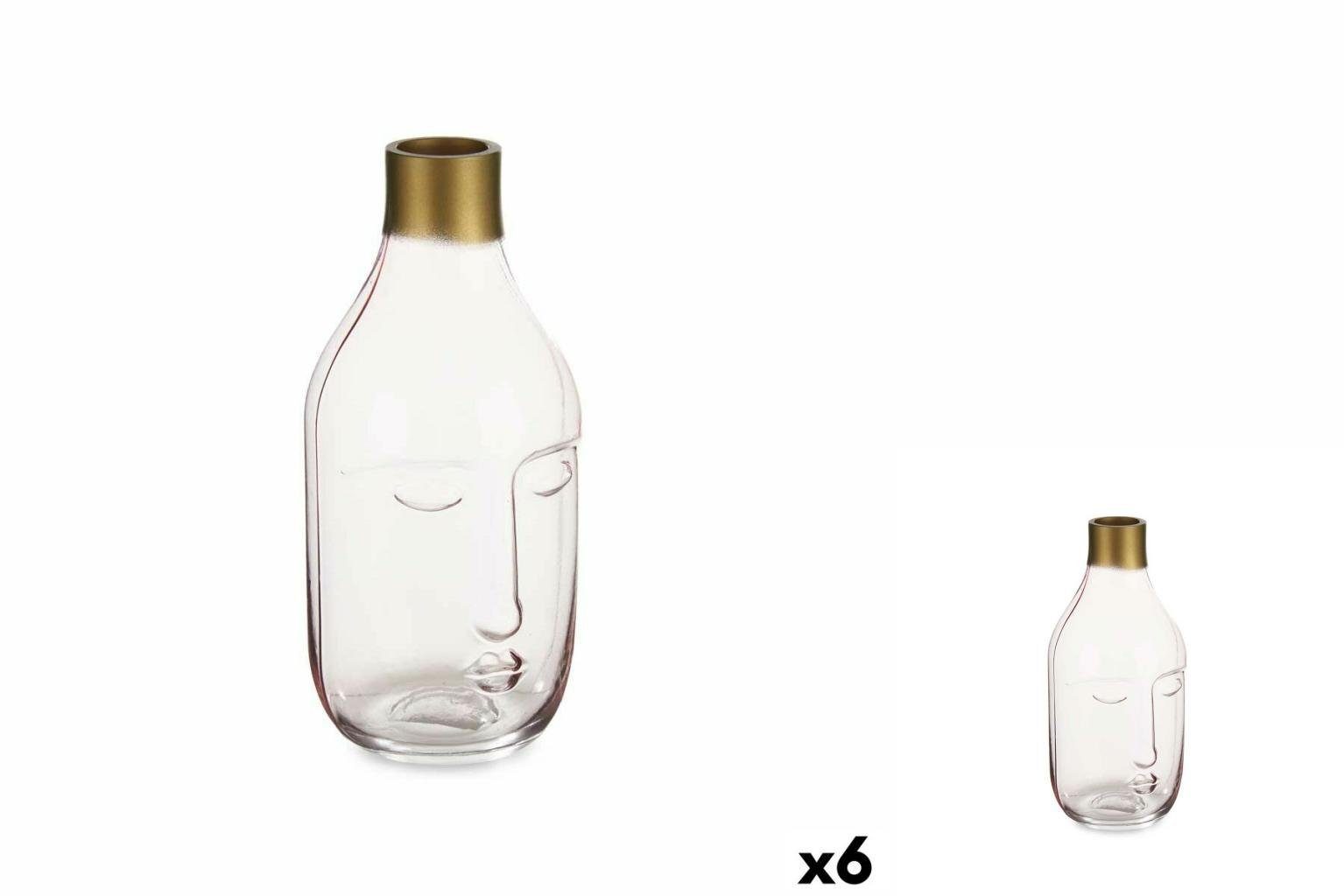 Gift Decor Dekovase Vase Gesicht Rosa Glas 11 x 24,5 x 12 cm 6 Stück