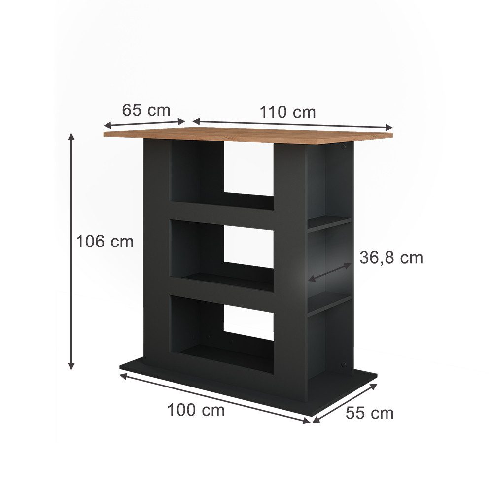 Vicco Bartisch Repose, Goldkraft Eiche/Anthrazit, 110 günstig online kaufen