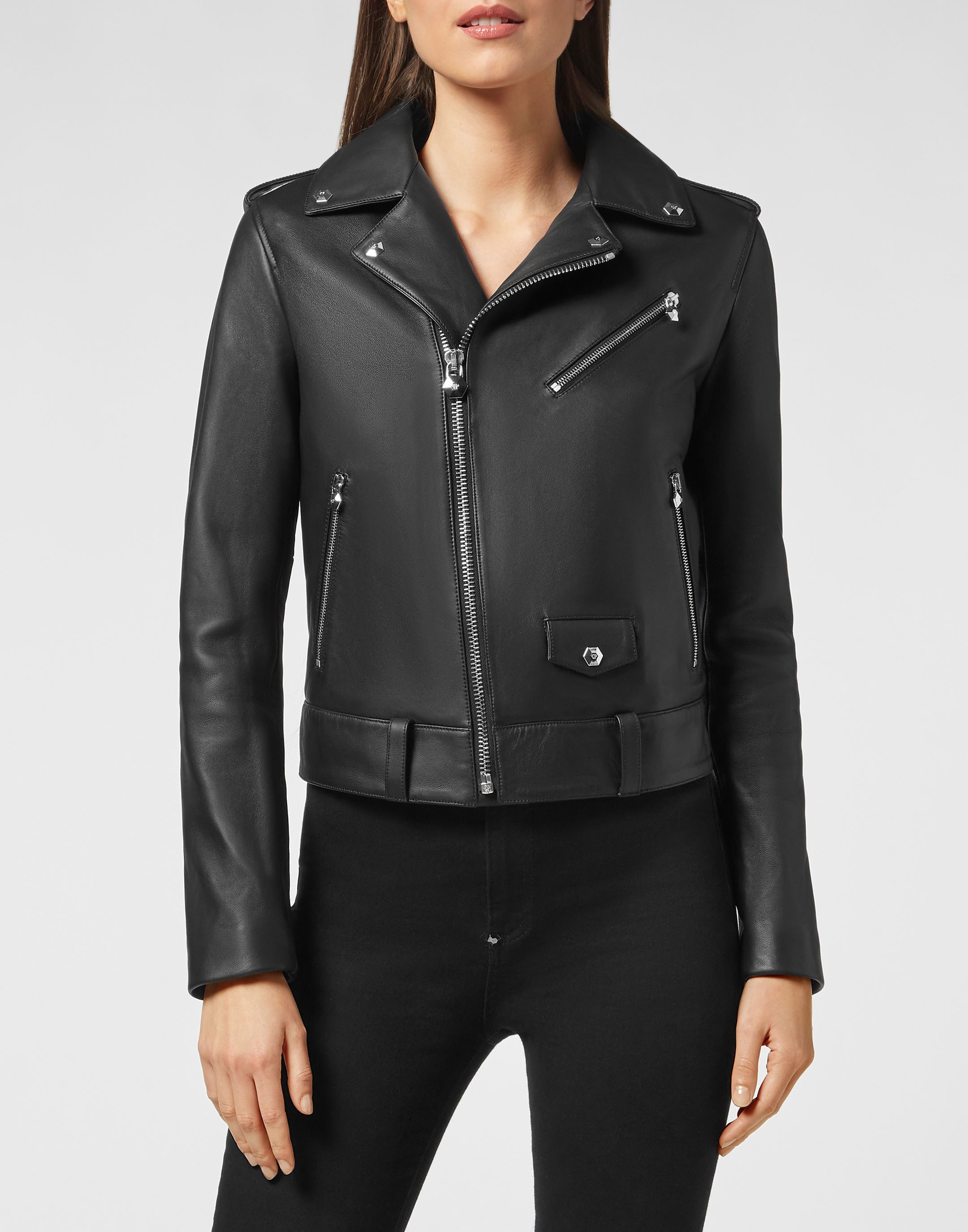 PHILIPP PLEIN Bikerjacke Leder-Bikerjacke