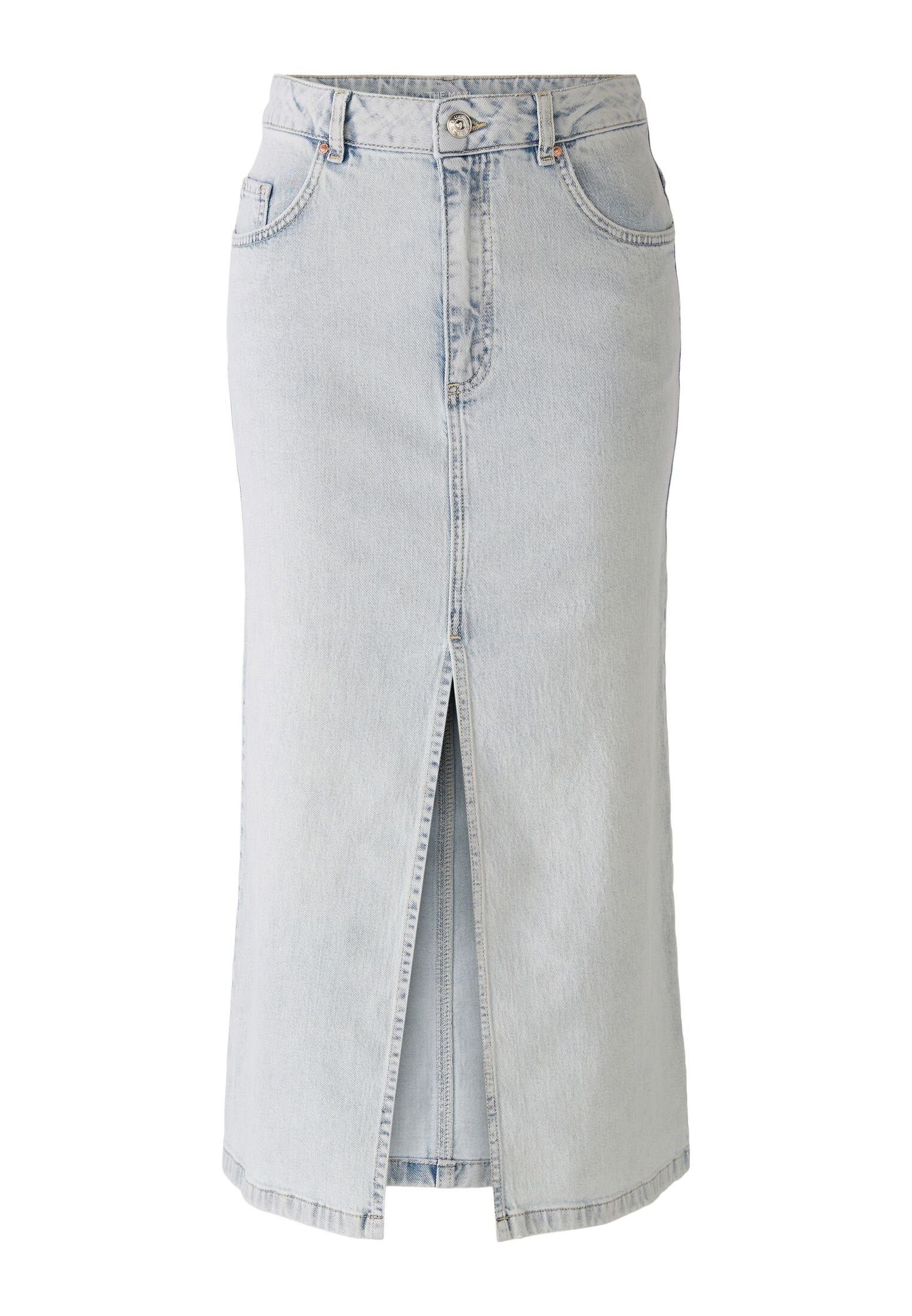 Oui Maxirock Jeansrock THE MAXI mid waist Nieten