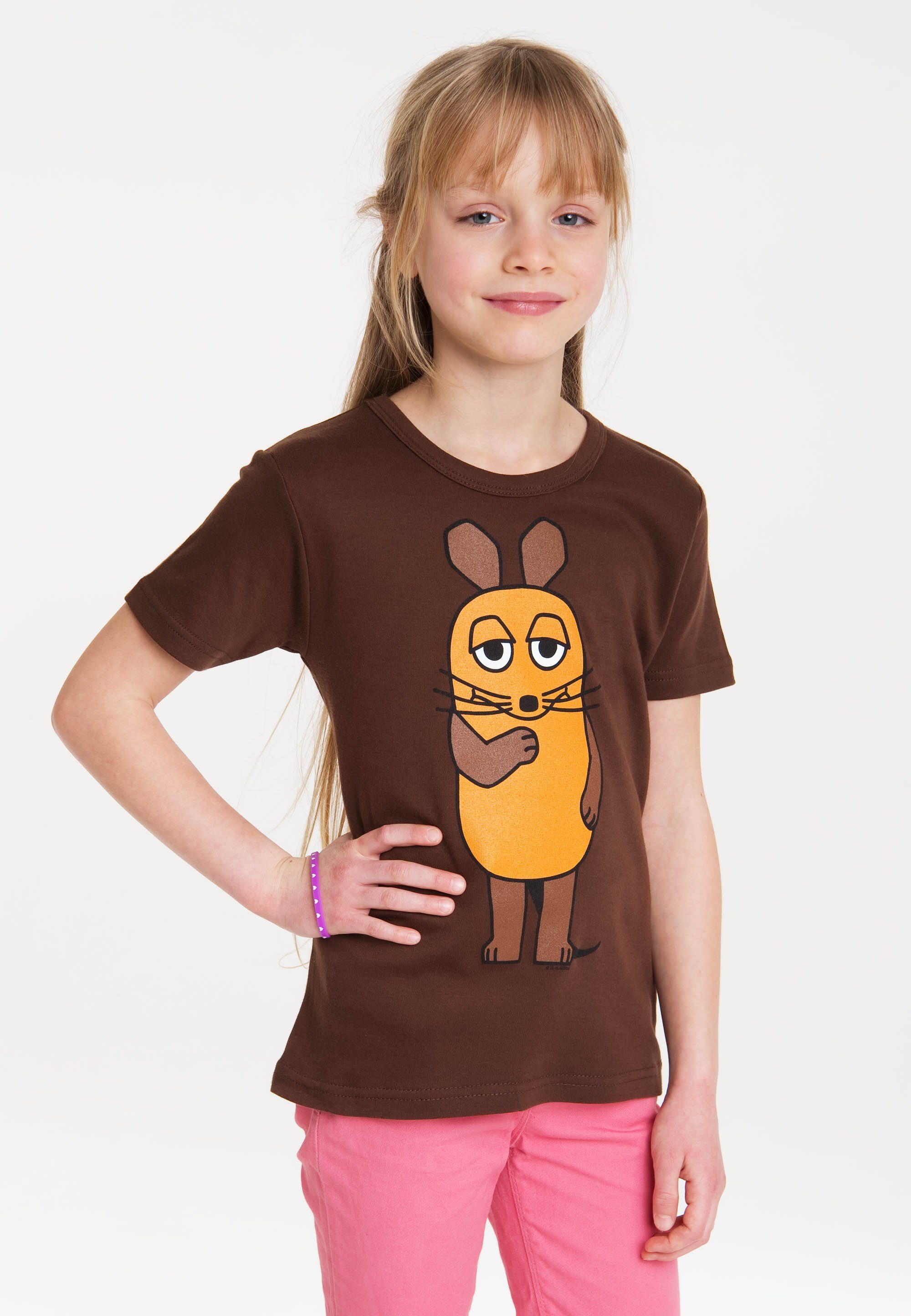 LOGOSHIRT T-Shirt Die Maus mit lizenziertem braun Originaldesign