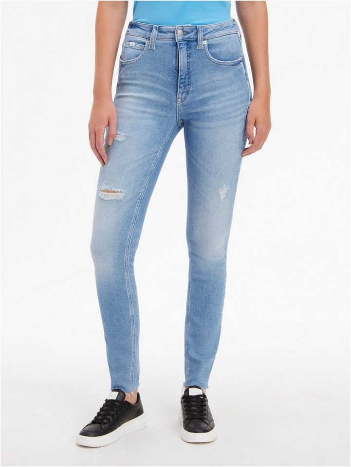 Calvin Klein Jeans Skinny-fit-Jeans mit offenem, ausgefranstem Abschluss am  Bein