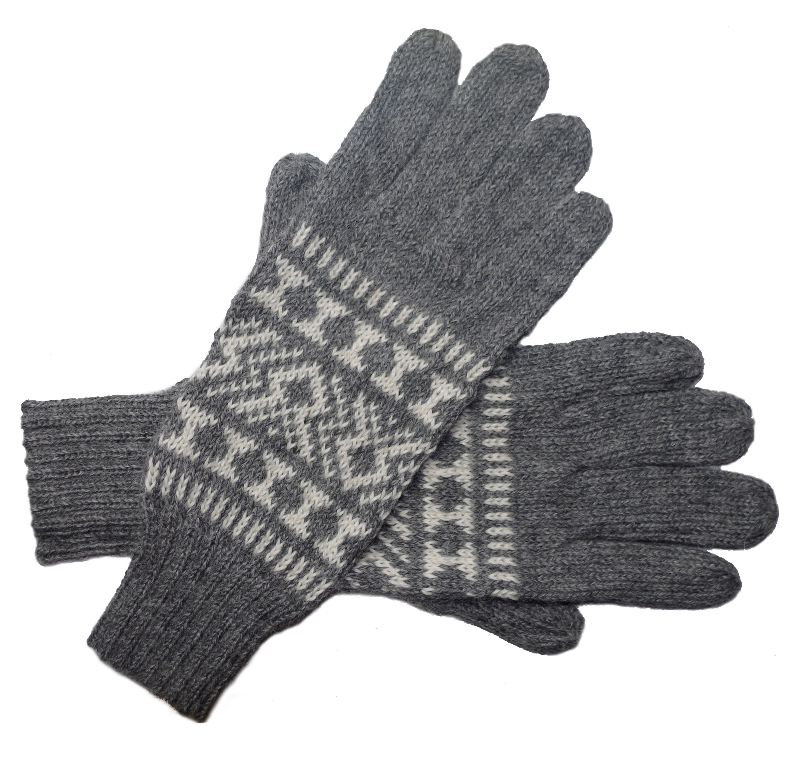 Posh Gear Strickhandschuhe Alpakawolle aus 100% Guantofigura Fingerhandschuhe grau