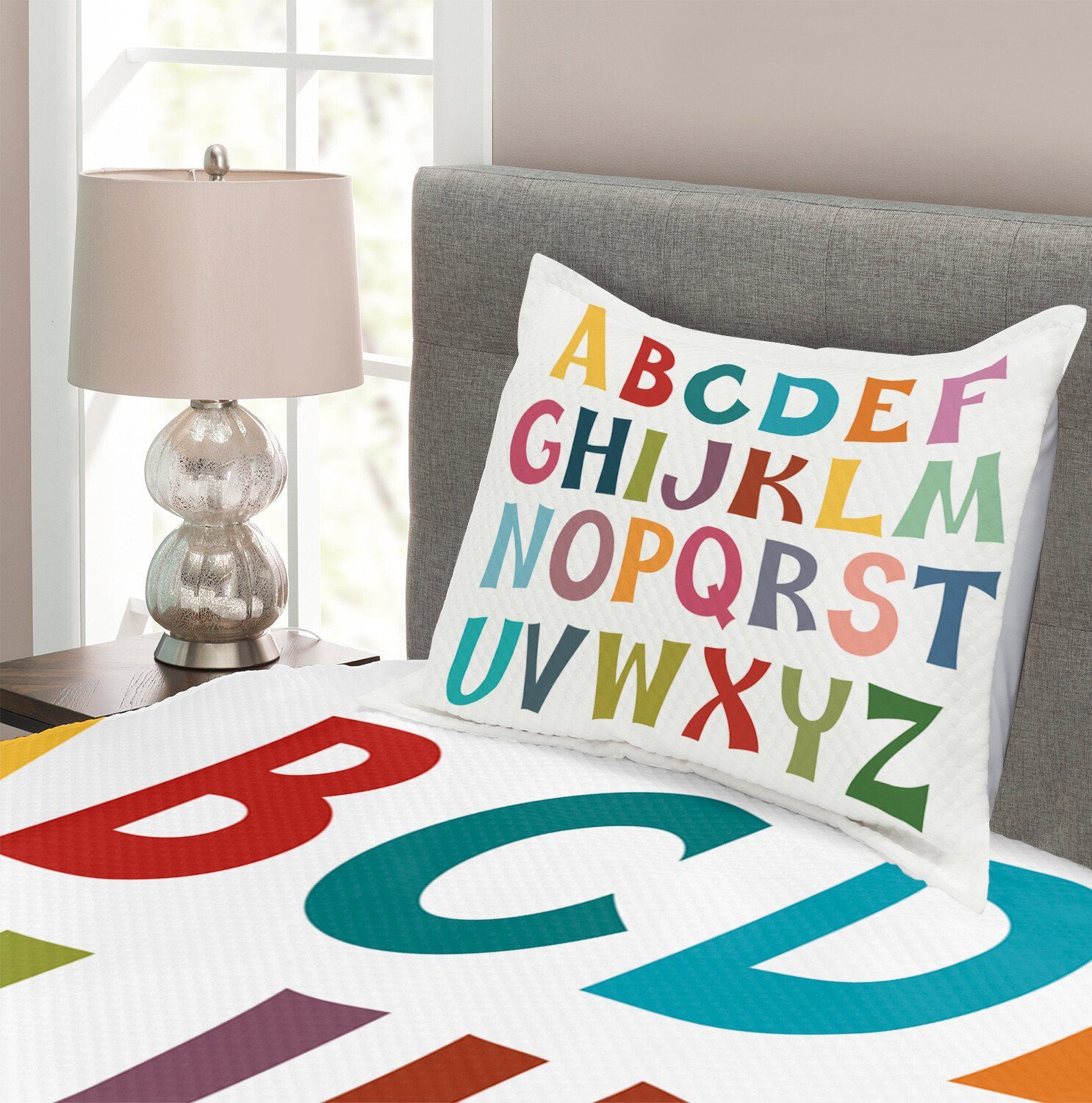 Grund Waschbar, Buchstaben Set Abakuhaus, mit bunte Tagesdecke Kissenbezügen Alphabet