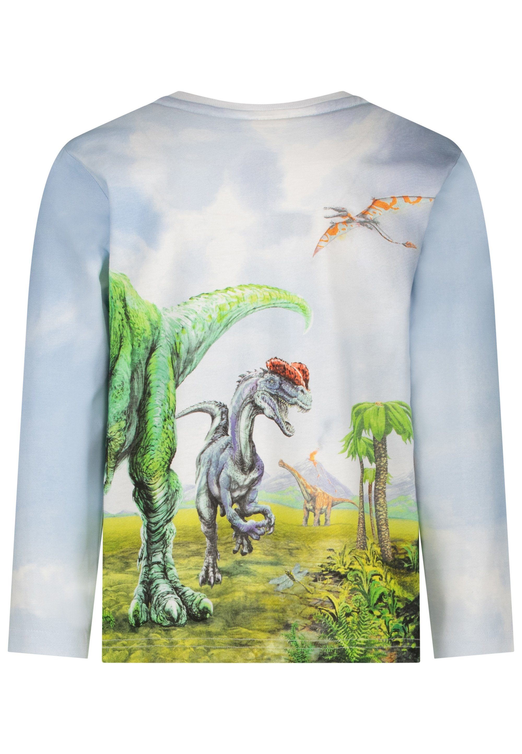 T-Rex WORLD Rückseite T-REX über und Riesiger Vorder- Langarmshirt Foto-Dinosaurierprint mit Foto World T-Rex Print,