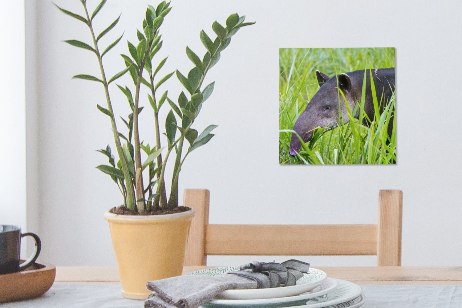 OneMillionCanvasses® Leinwandbild St), im Mittelamerikanischer Wohnzimmer Schlafzimmer von für Bilder Leinwand Tapir (1 Costa Rica, Nationalpark