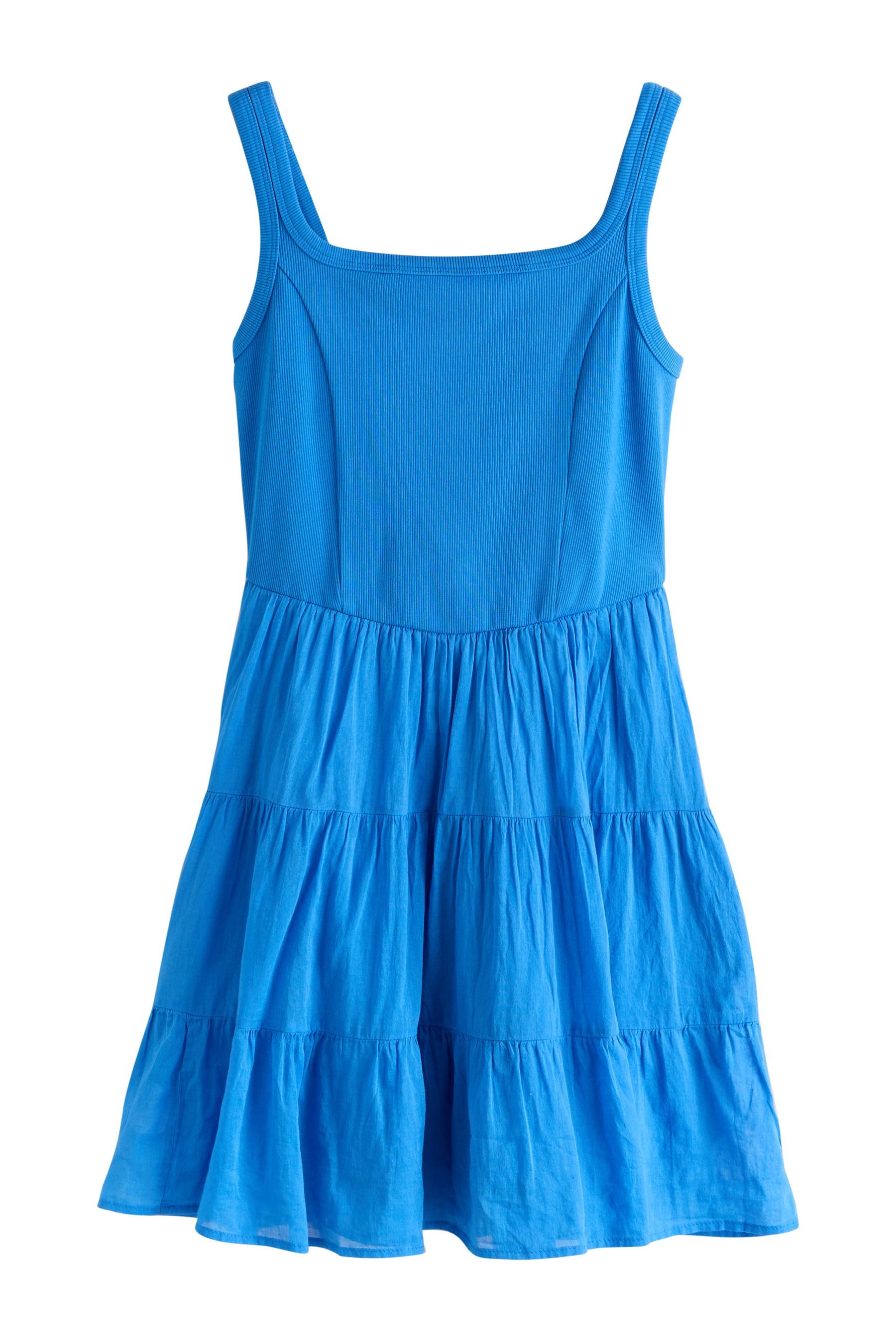 Next Sommerkleid Gestuftes Minikleid mit eckigem Ausschnitt (1-tlg)