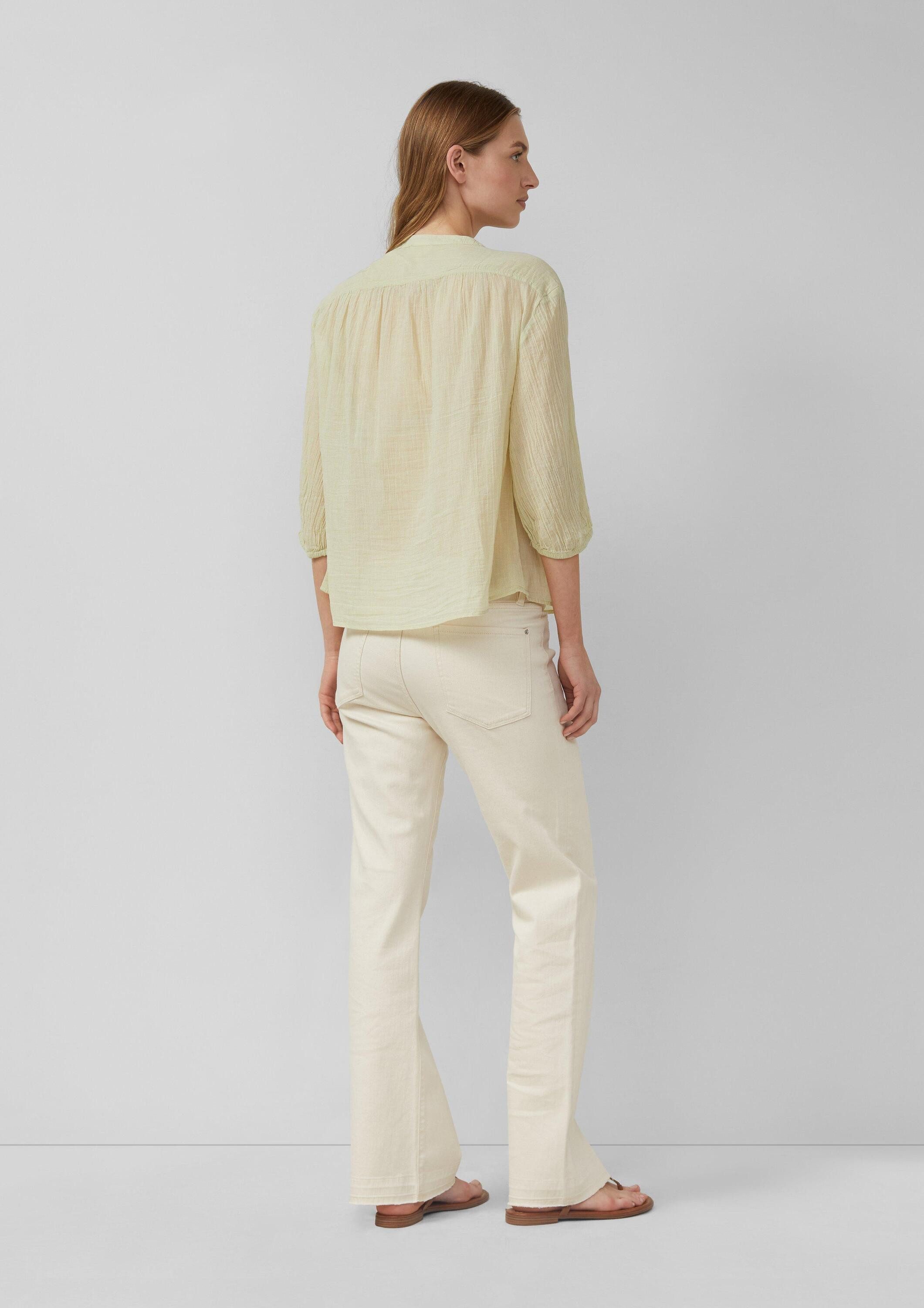 s.Oliver Kurzarmbluse Bluse Leichte Baumwollbluse mit 3/4-Ärmeln und Struktur
