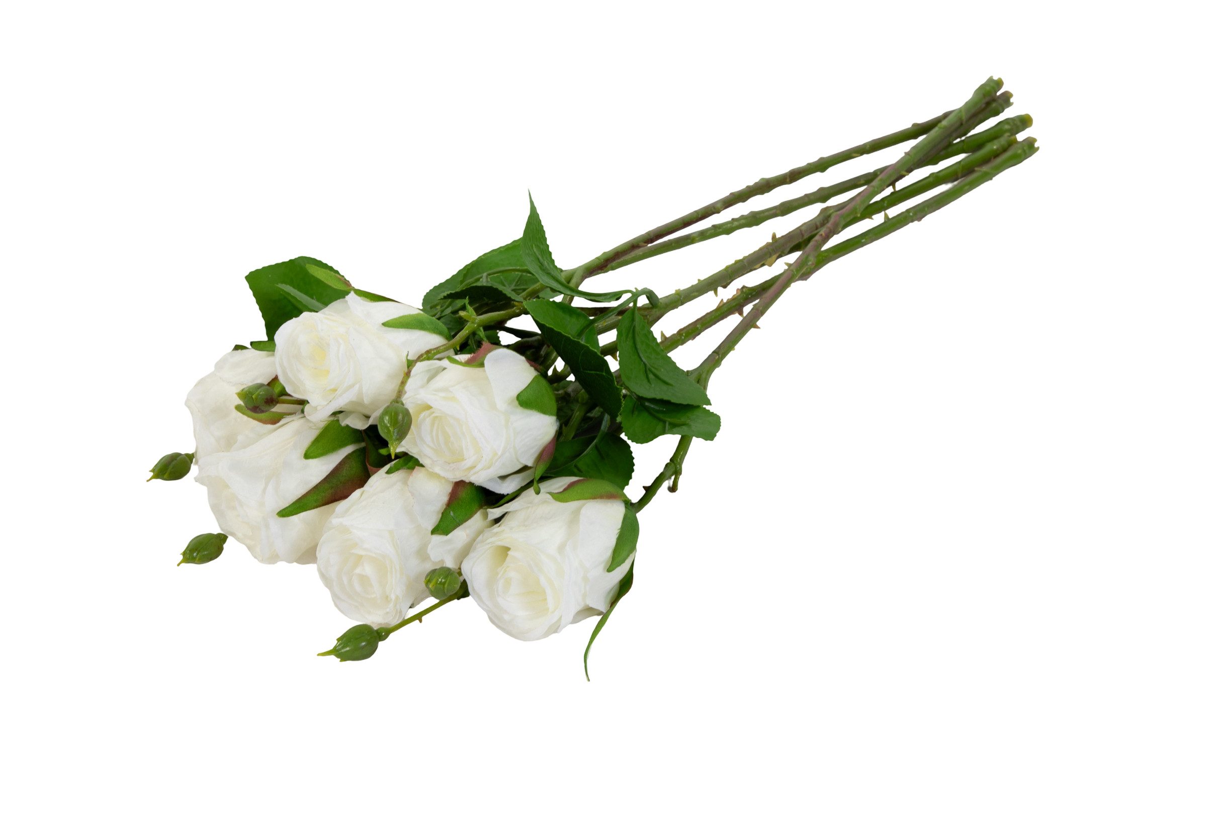 Kunstblume 6 Stück Französische Edelrose 45cm NN Kunstblumen künstliche Rose Rose, Seidenblumen Roß, Höhe 45.00 cm, Farbe: Weiß
