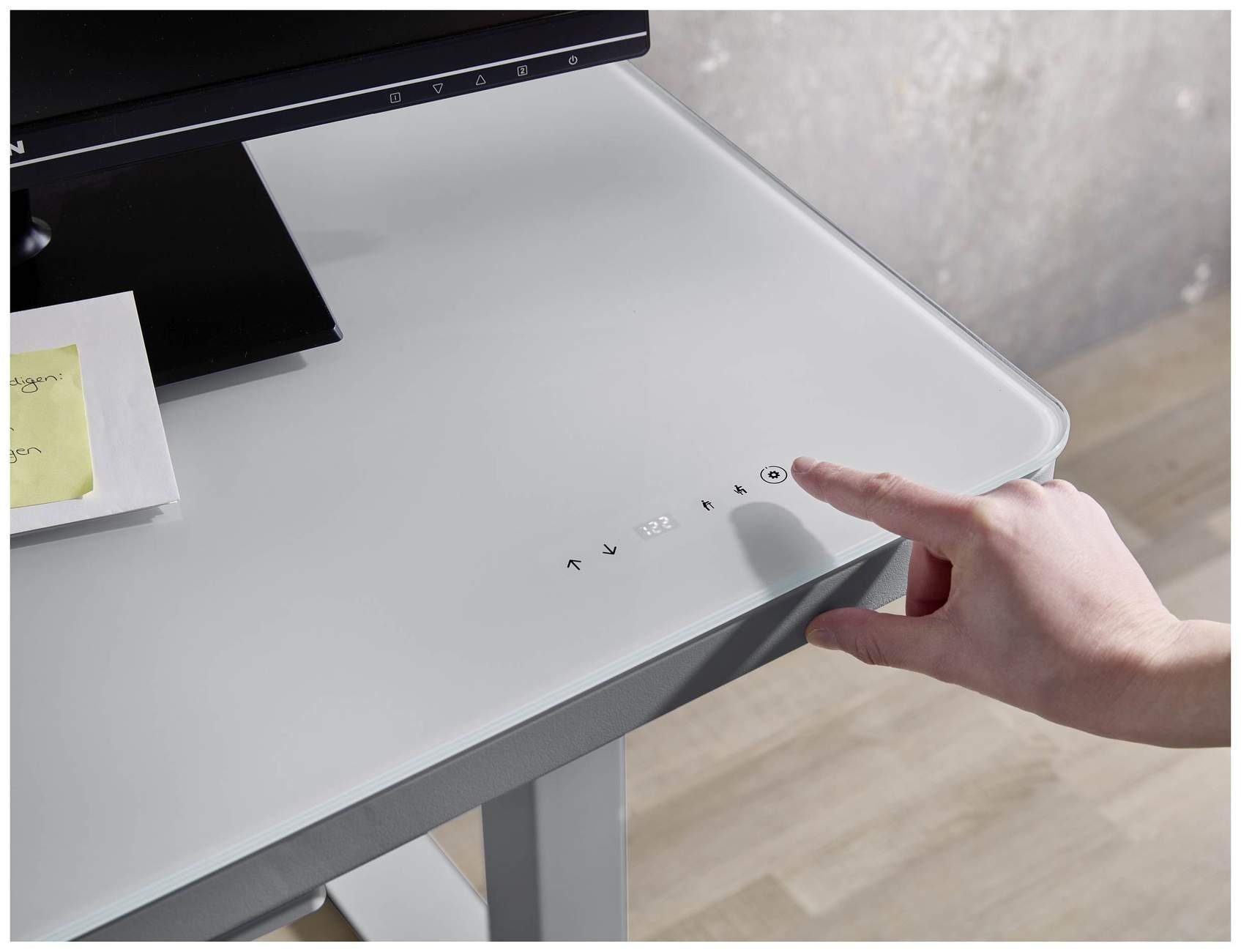 Elektrisch verstellbarer Schreibtisch mit grau LIFT4HOME Consult Stehtisch Computertisch Bega USB