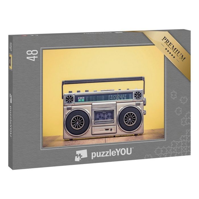 puzzleYOU Puzzle Retro : Stereo Boombox aus den 80er Jahren 48 Puzzleteile puzzleYOU-Kollektionen Nostalgie