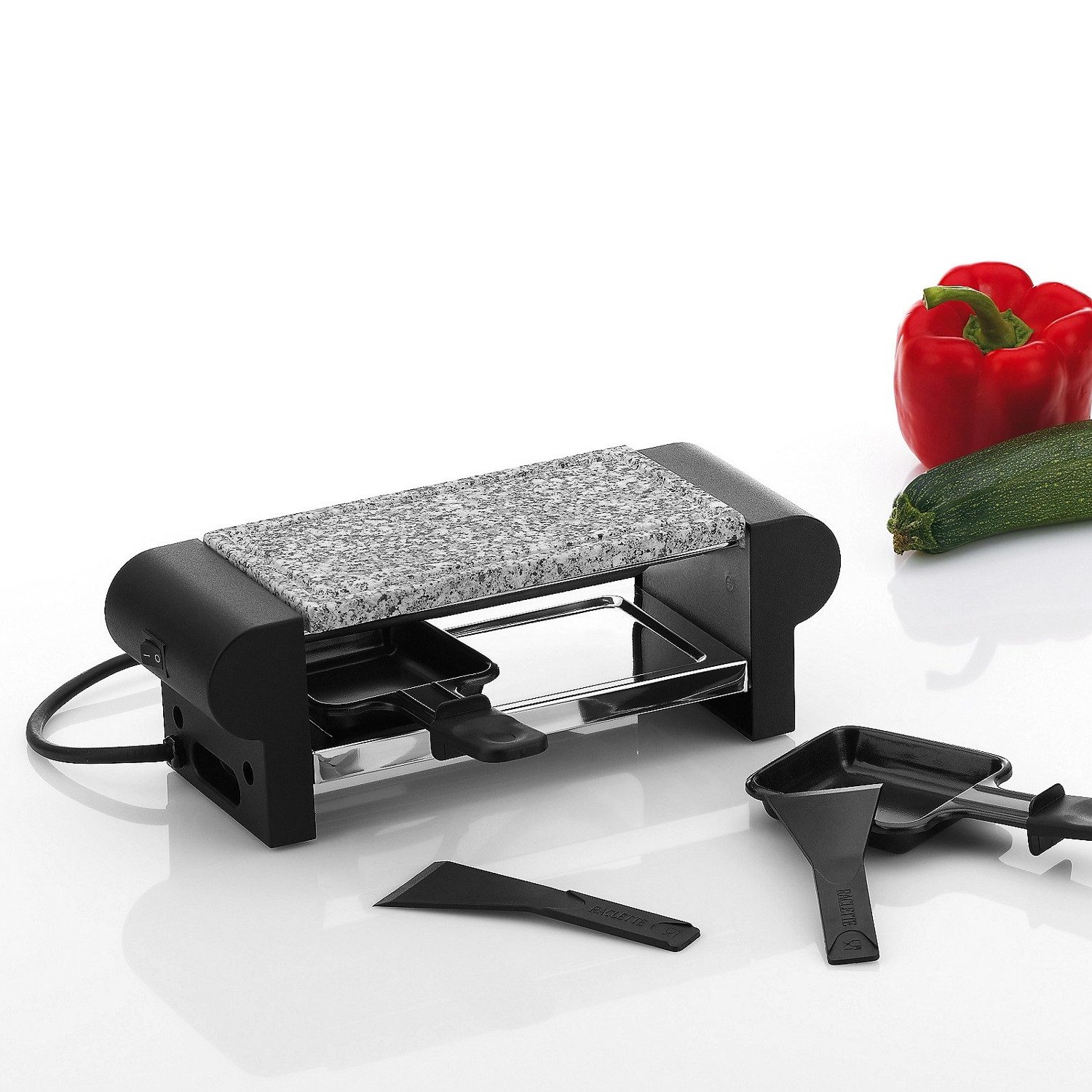 kela Raclette SPLÜGEN, Schwarz, Granit, für 2 Personen, 2 Raclettepfännchen, 350,00 W, 350 Watt, B 29,5 cm x T 10,65 cm