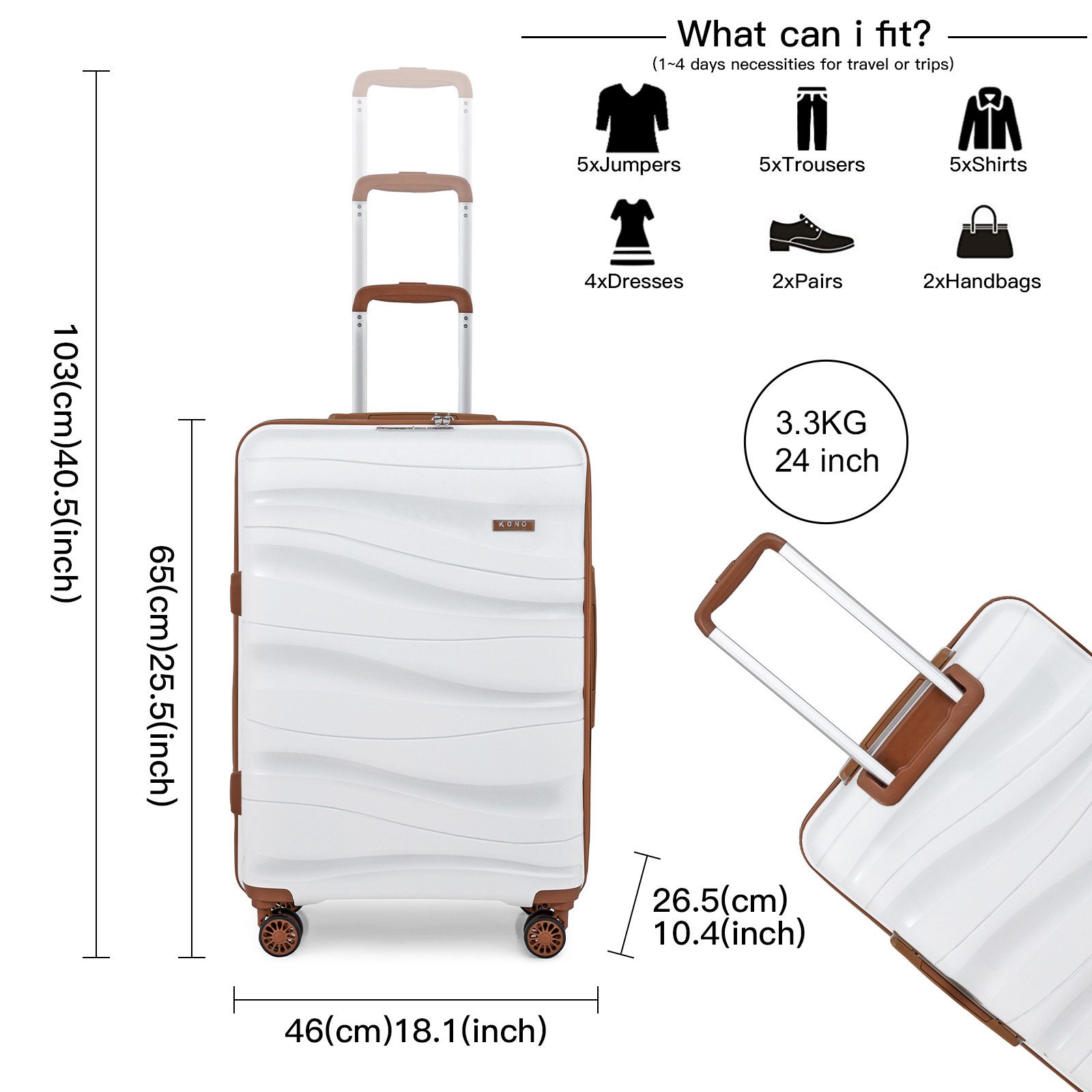 KONO Handgepäck-Trolley Leicht Hartschalenkoffer Reisekoffer mit günstig online kaufen