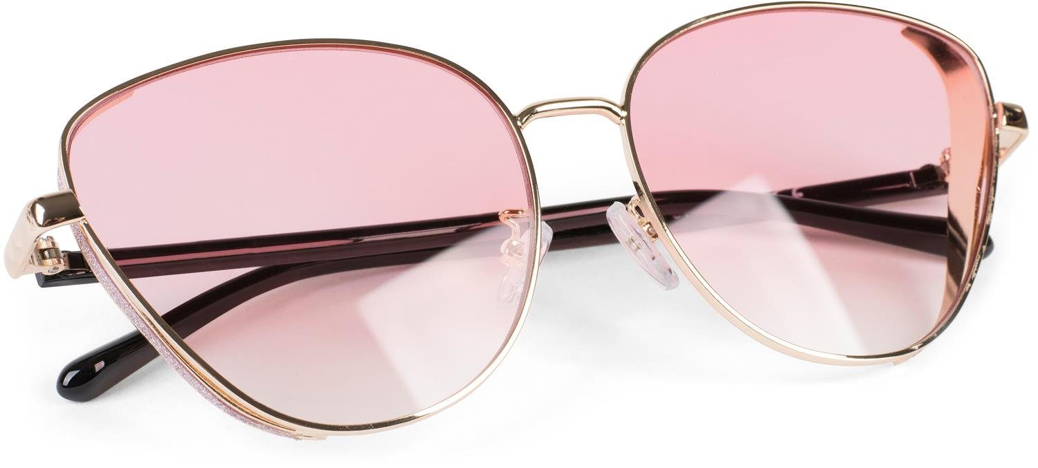 Getönt Gestell Glas / getönt Pink styleBREAKER Gold Sonnenbrille (1-St)