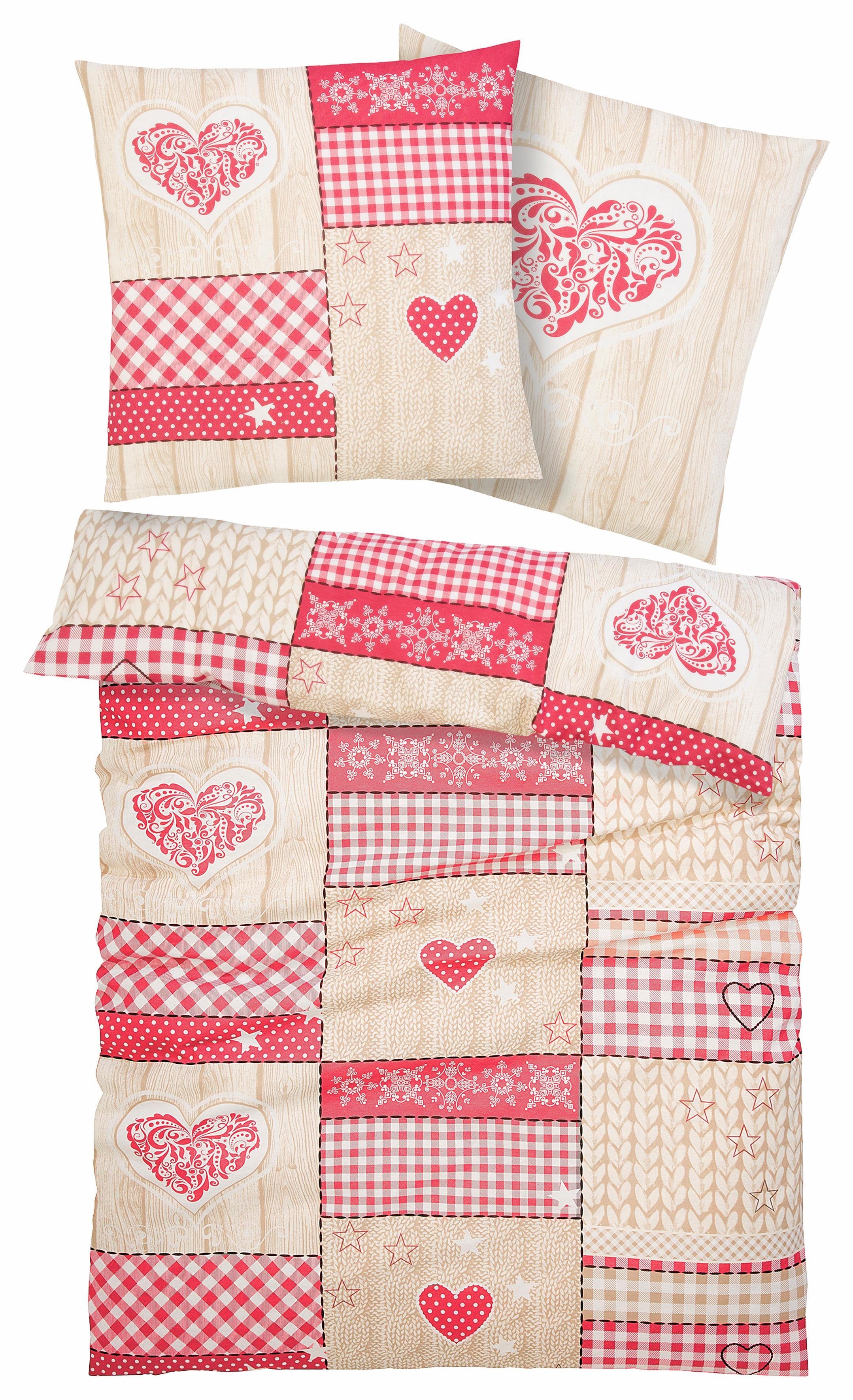 my home Bettwäsche Janina in Gr. 135x200 oder 155x220 cm, Biber, 2 teilig, günstig online kaufen