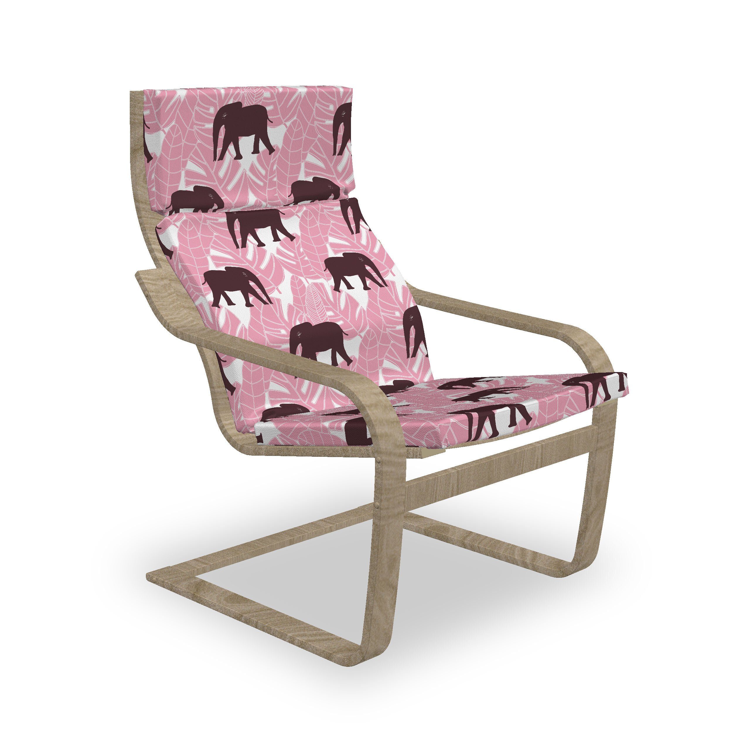 Abakuhaus Stuhlkissen Sitzkissen mit Stuhlkissen mit Hakenschlaufe und Reißverschluss, Elefant Tropische Palmenblätter Afrika