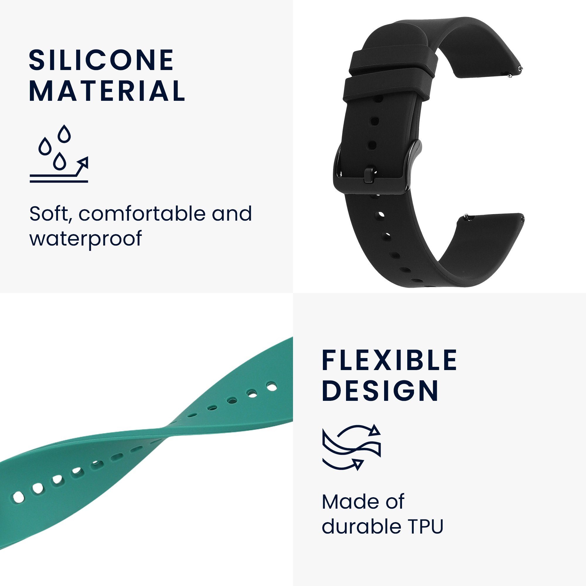 kwmobile 2x Uhrenarmband für Huami Amazfit Bip U / Bip U pro Armband Smartwatch, 2-tlg., Fitnesstracker Band Set aus TPU Silikon - Ersatzarmband Smartwatch