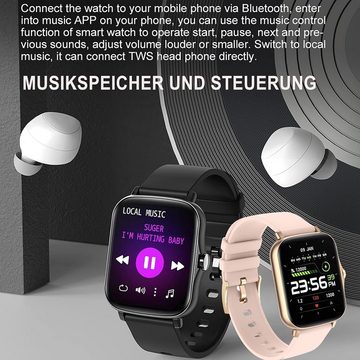findtime Musikspeicher,Whatsapp Fähig,Fitness Tracker Blutdruck Smartwatch (1.7 Zoll, Andriod iOs), Telefonieren mit Lautsprecher Touchscreen,Direkt Koppeln mit Bluetooth
