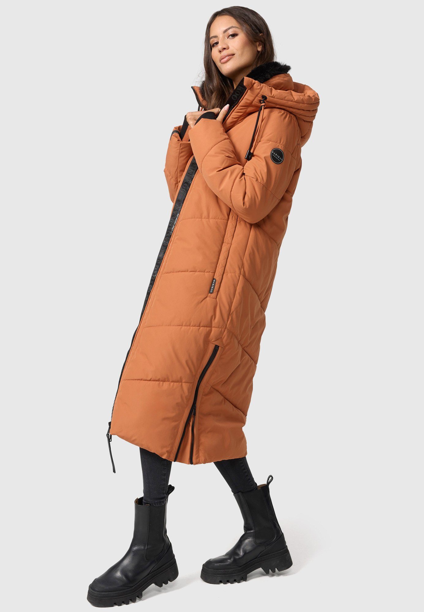 Marikoo Winterjacke Nadaree XVI Stepp Mantel mit großer Kapuze – Bild 3 von 5
