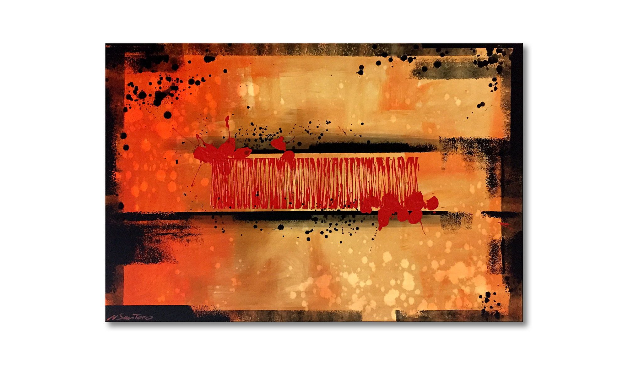 WandbilderXXL Gemälde Volcano 120 x 80 cm, Abstraktes Gemälde, handgemaltes Unikat