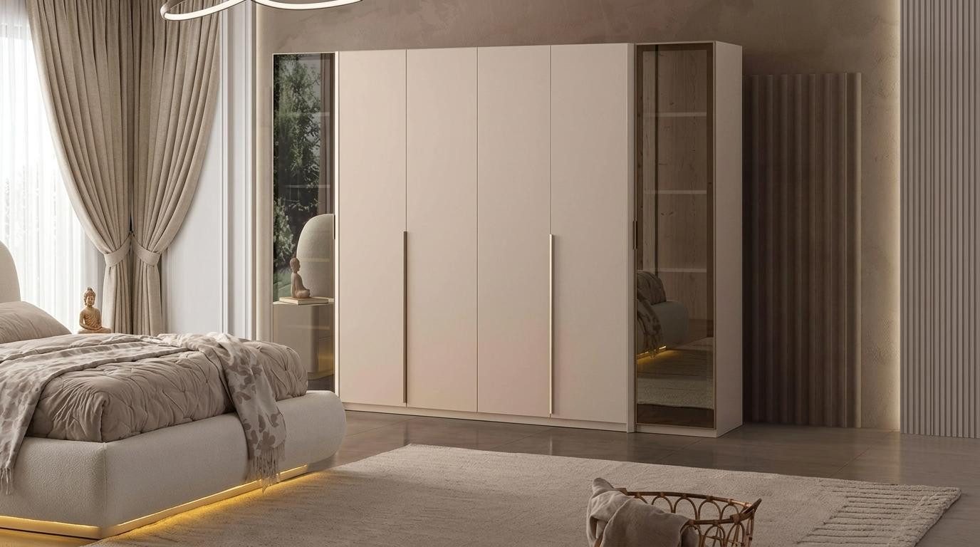 JVmoebel Kleiderschrank Schrank Modern Beige Funktional Symmetrisch Trendig Zurückhaltend (1-St) Made in Europa