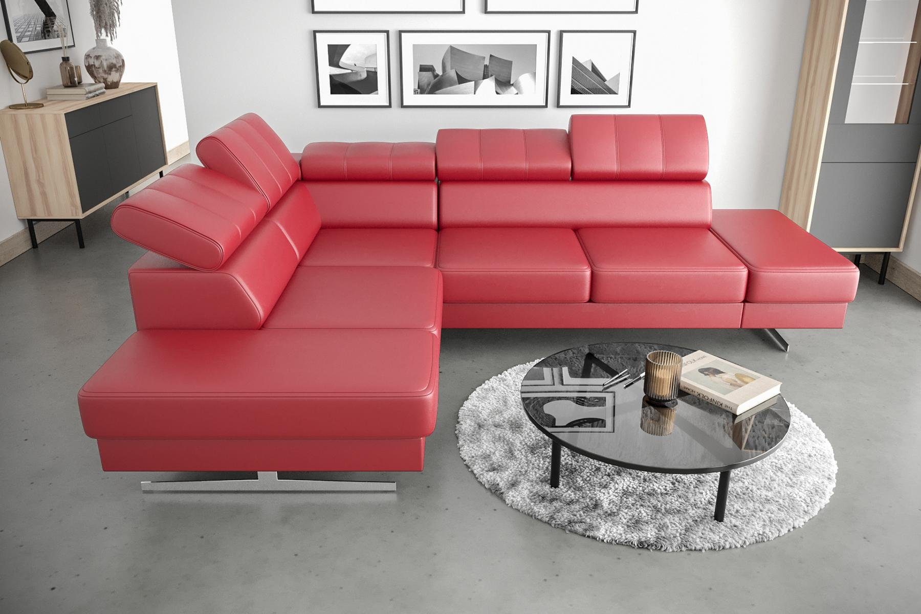 JVmoebel Ecksofa, Luxus Möbel Ecksofa L Form Couch Design Polsterung Textil Sofa Rot