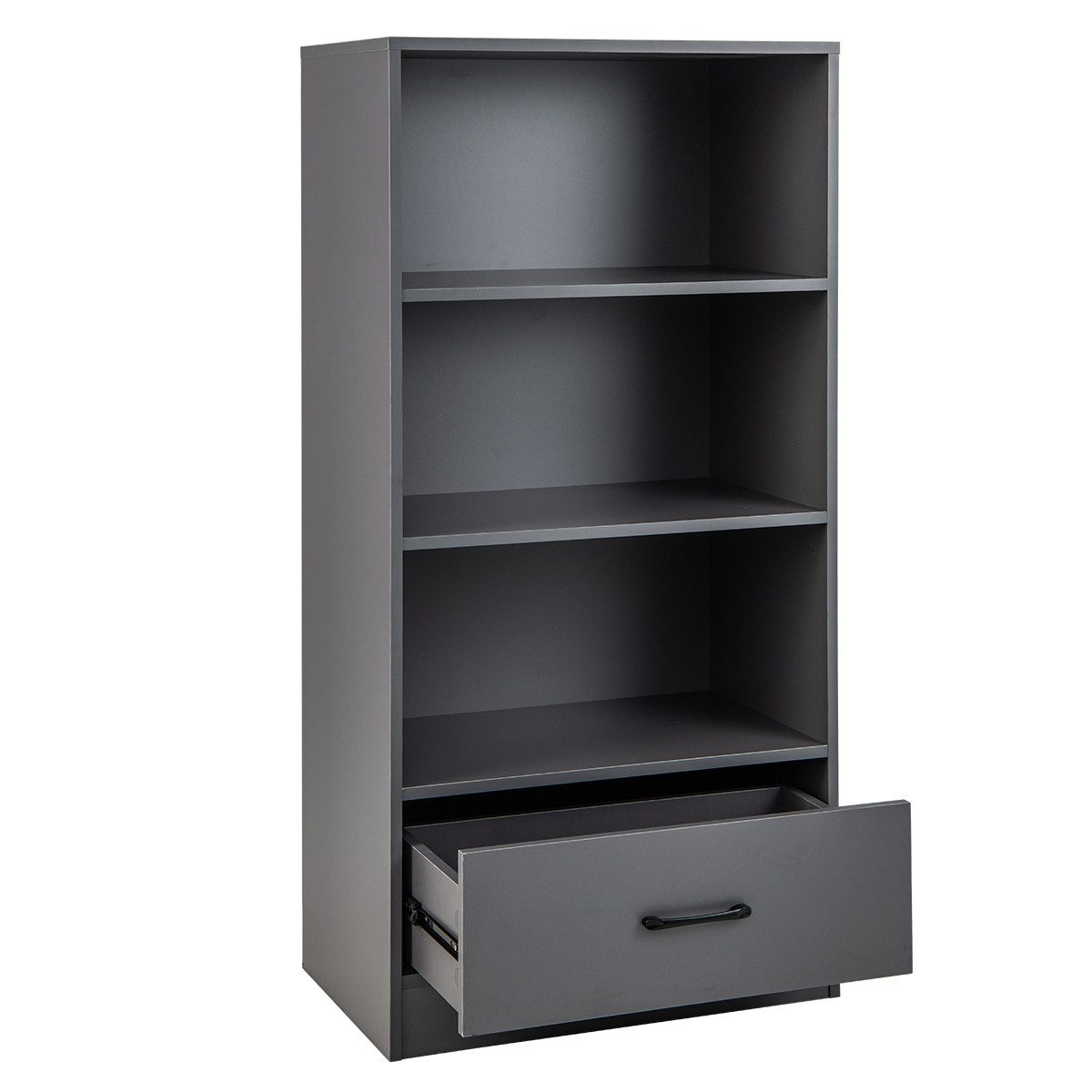 COSTWAY Bücherregal, Standregal mit großer Schubladen & 3 Fächern 60x38x120cm