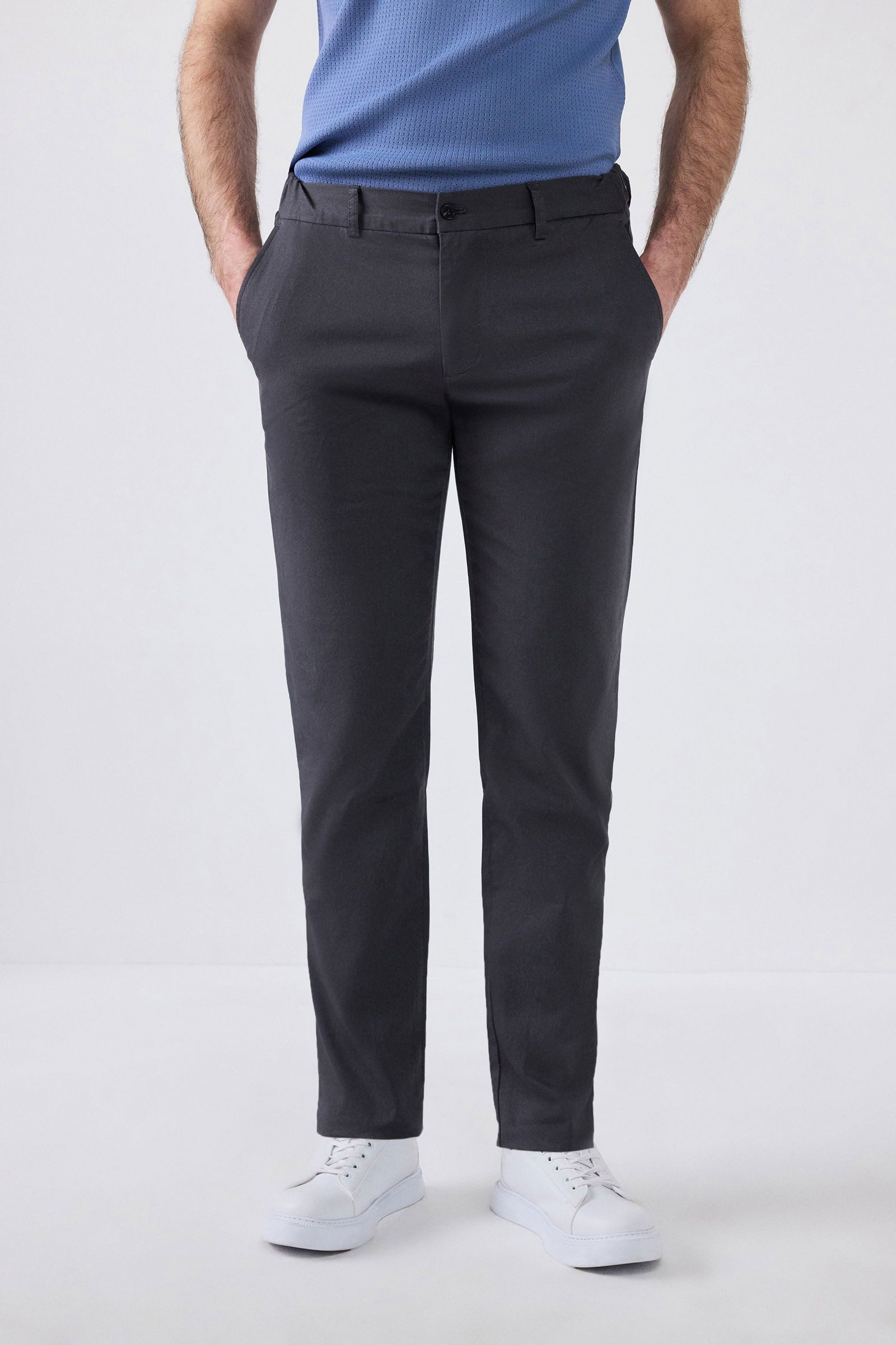 D'S DAMAT Chinohose Ds Damat Slim Fit Chinohose aus Dobby-Baumwolle, seitliche Taille, ela