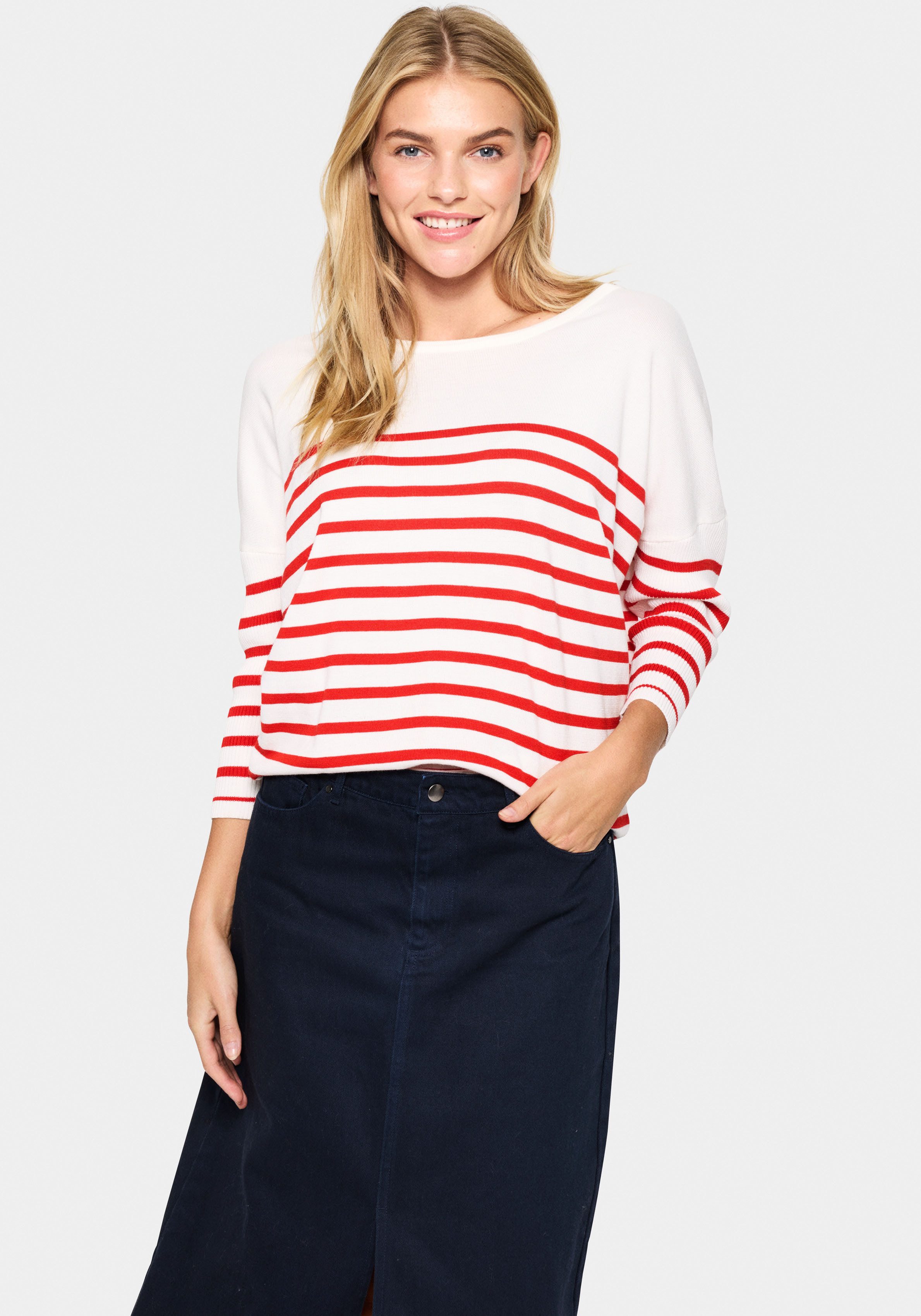 Saint Tropez Strickpullover MilaSZ R-neck Stripe günstig online kaufen
