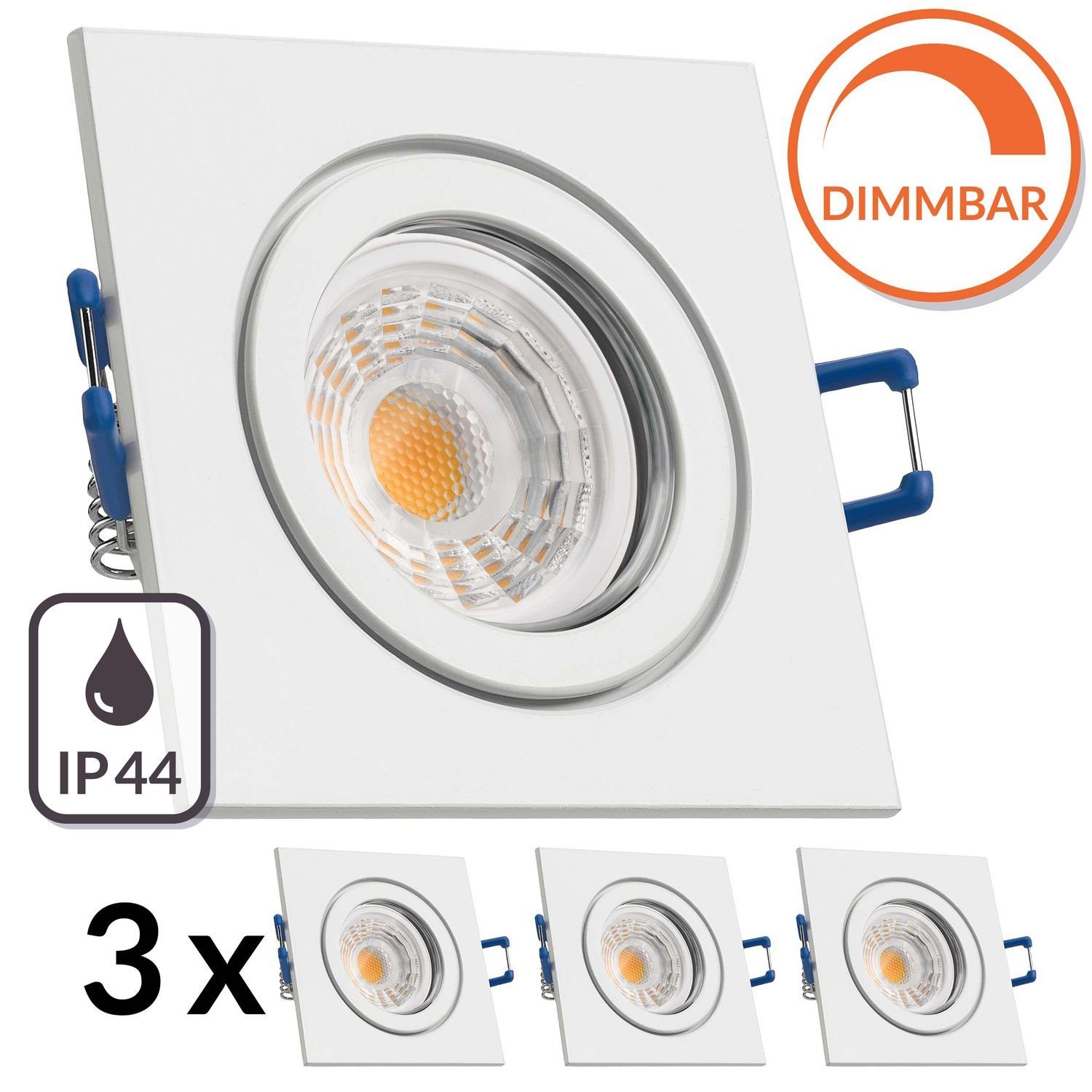 Markenstrahler von LED Weiß Einbaustrahler GU10 LED mit LED IP44 L 3er Set LEDANDO Einbaustrahler
