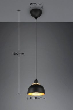 TRIO Leuchten Pendelleuchte Punch, ohne Leuchtmittel, warmweiß - kaltweiß, Industrie-Look mit Doppelschirm schwarz-gold, exkl 1xE27 max 40W
