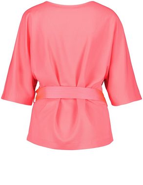 Taifun Klassische Bluse Fließende Bluse mit Fledermausärmeln und Bindegürtel