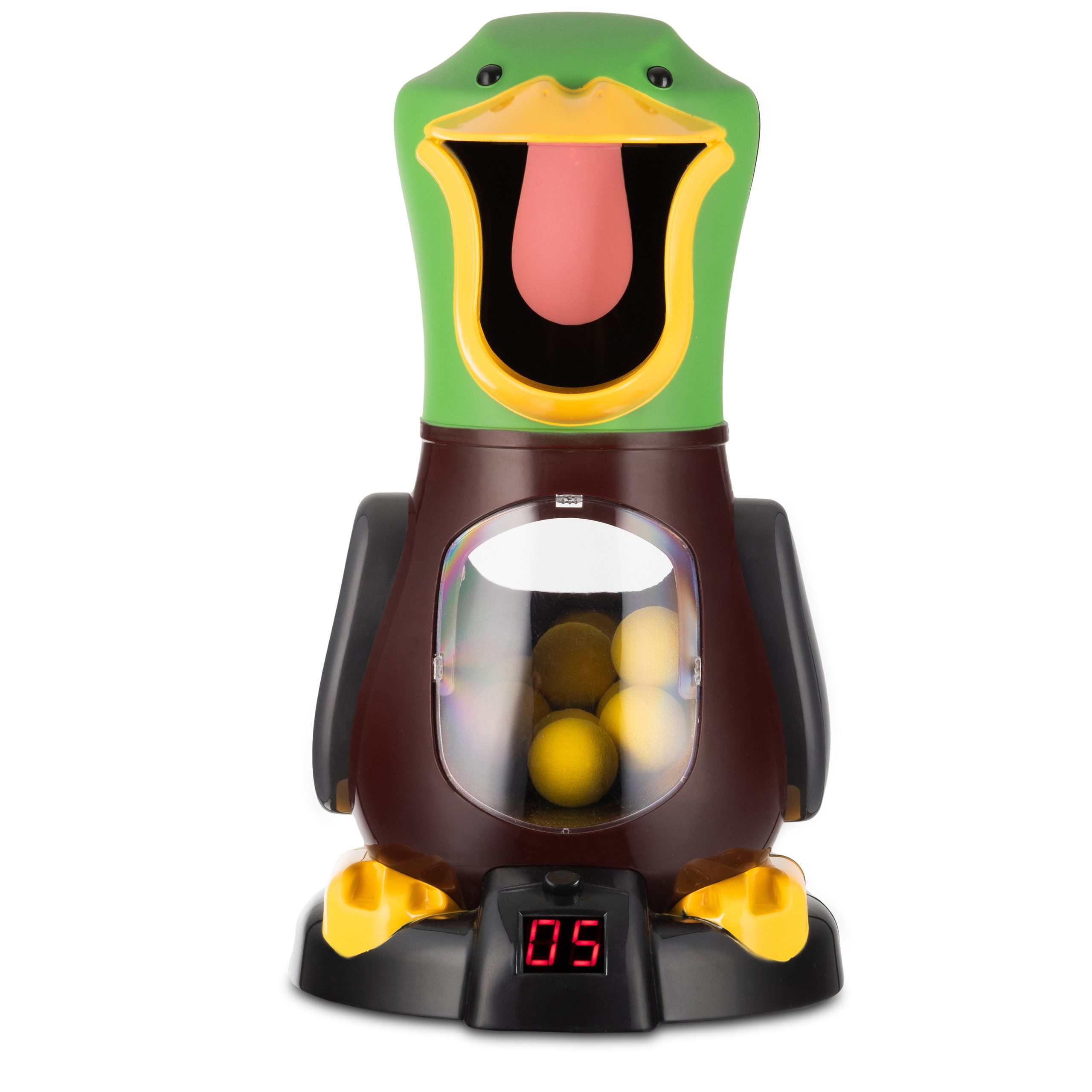 COIL Blaster Interaktives Arcade-Spiel mit LED-Zähler, Zielschießspiel (XXL-Ente zum Spielen für Kinder), 24 weiche Bälle, 2 Pistolen, Sound, Licht, Punktezähler, ab 6 Jahren