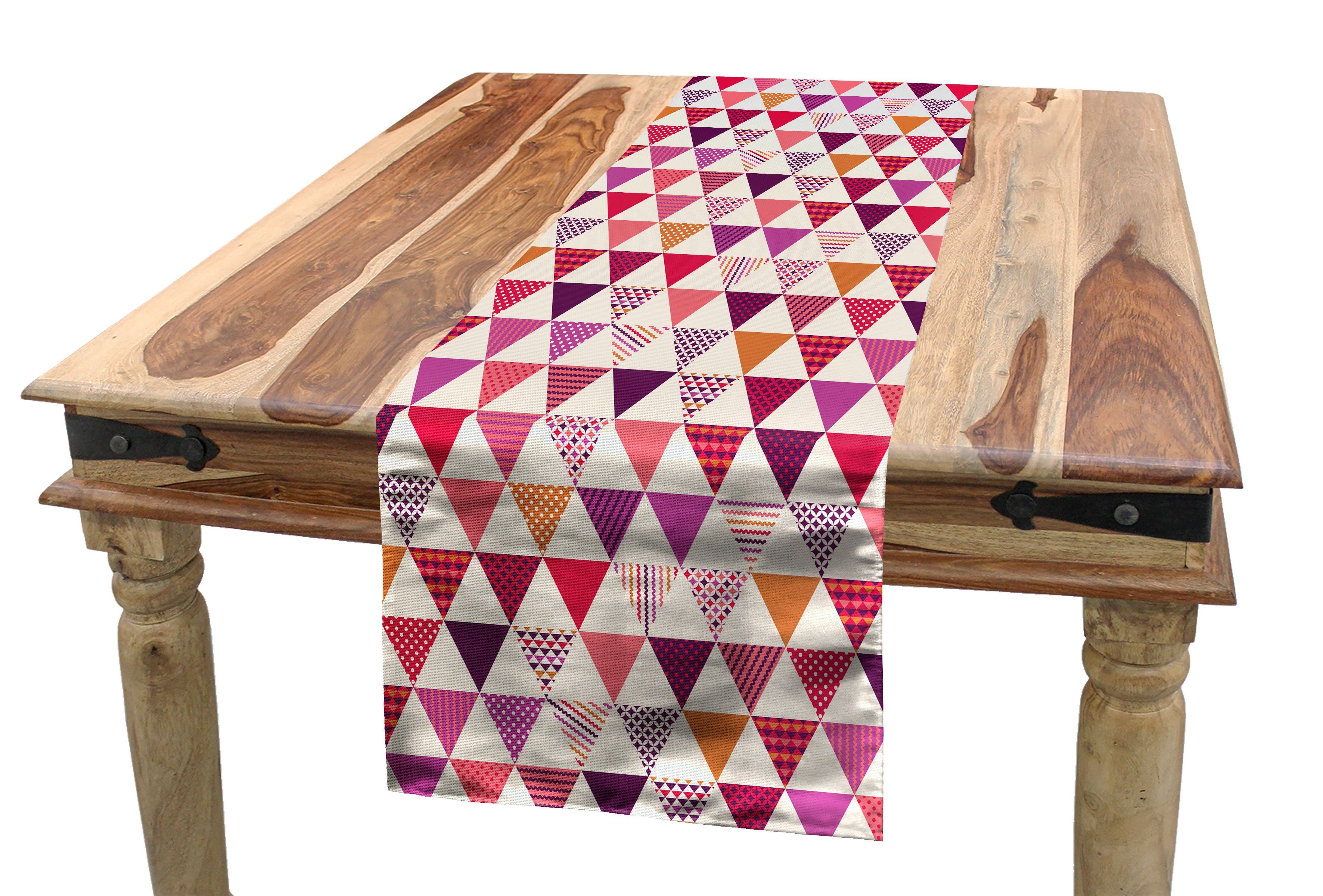 Geoemetric Abakuhaus Dekorativer Tischläufer, Rosa Küche Rechteckiger Esszimmer Dots Triangles Tischläufer
