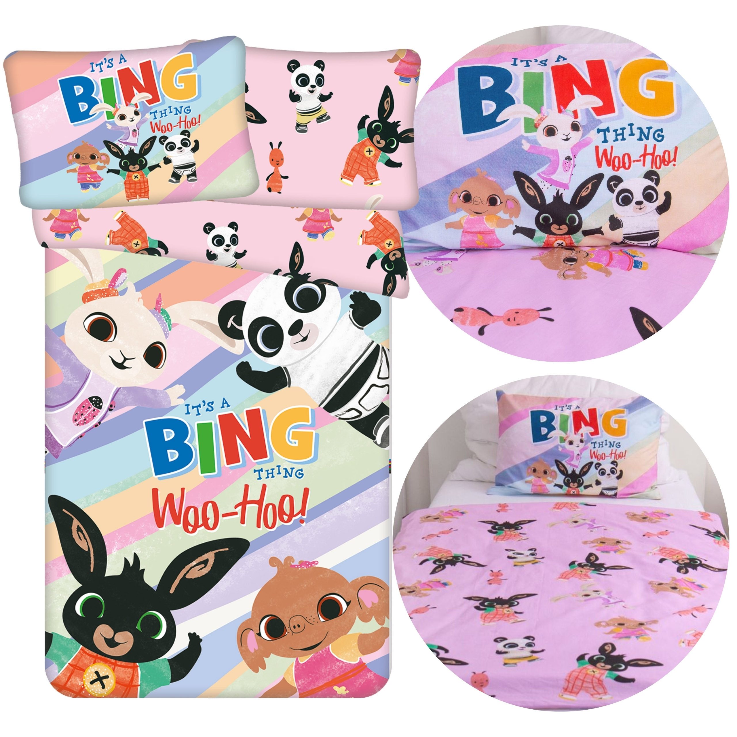 Bing Kinderbettwäsche BING Mädchen, BEIDSEITIG Baumwollbettwäsche für Kinder 100x135+40x60cm