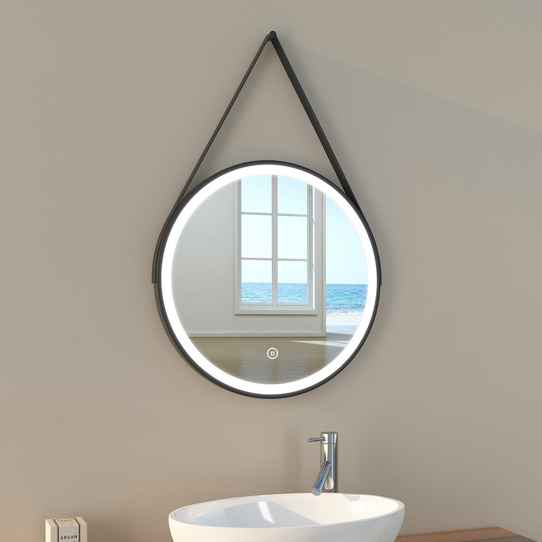 EMKE Badspiegel EMKE Badezimmerspiegel mit Beleuchtung LED Badspiegel Wandspiegel, mit Touch-Schalter Runder BadSpiegel Energiesparend Lichtspiegel