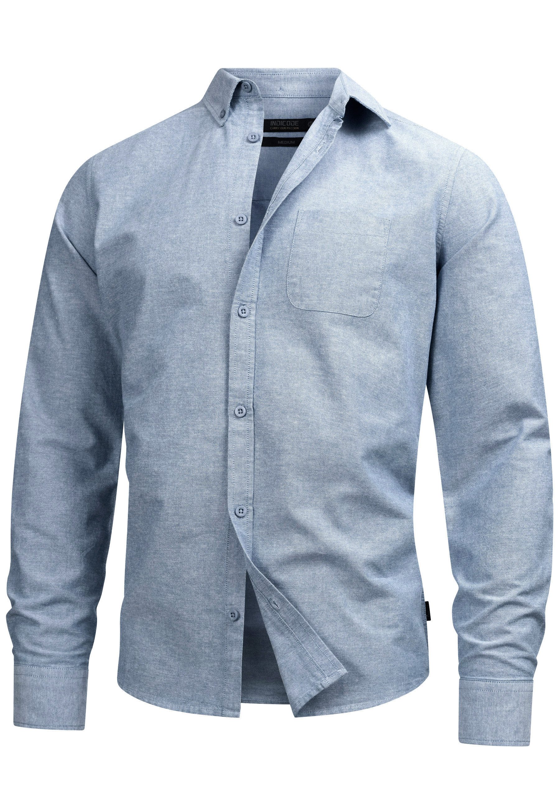 Indicode Langarmhemd Herren Kepner Herrenhemd Langarm mit Button-Down-Krage günstig online kaufen