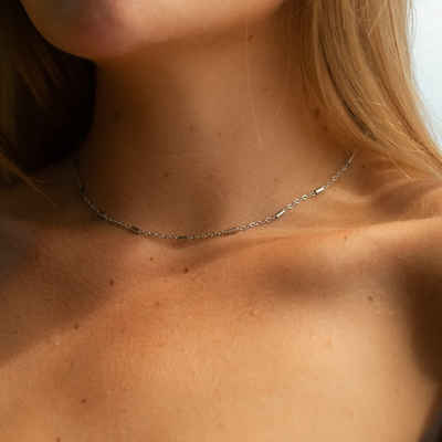 Made by Nami Edelstahlkette Minimalistische Halskette für Damen mit starkem Karabiner-Verschluss, Choker-Kette Frauen & Mädchen Filigrane Gliederkette