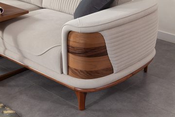 JVmoebel Wohnzimmer-Set Zwei vielseitige Sofas komplett mit Weiß Sessel luxuriöse gepolsterte, (3-St., 2x Sofas 3 Sitzer + Sessel), Made in Europa