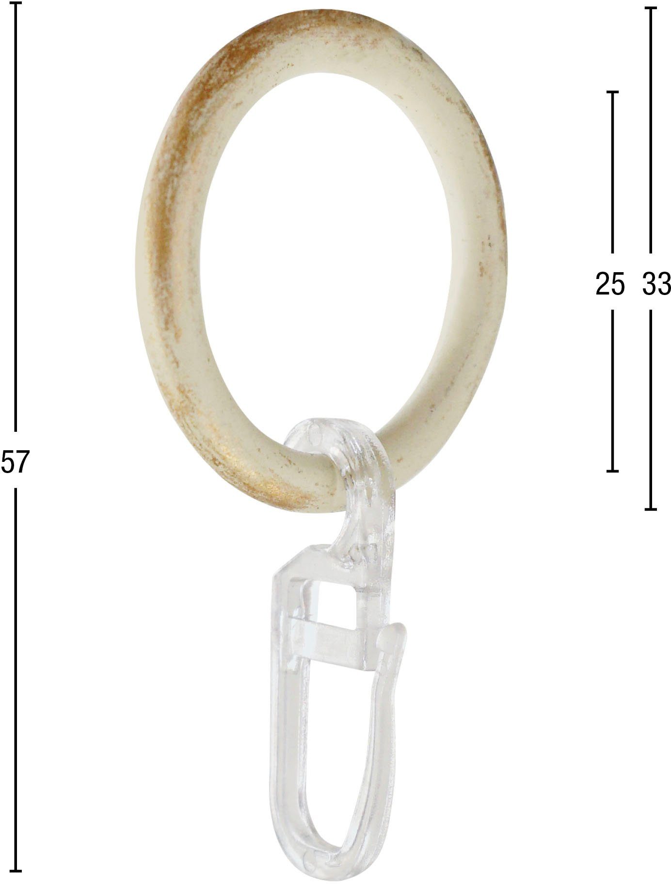 Gardinenring Ring mit Haken, GARESA, (20-St), für Durchmesser bis 16 mm, einfache  Montage, für Stangen bis zu einem Durchmesser von 16 mm geeignet