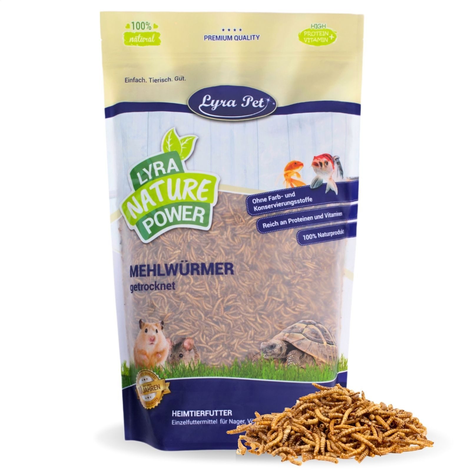 Lyra Pet 1 kg Lyra Pet® Mehlwürmer getrocknet Vogelfutter, für: Reptilien, Nager, Wildvogel, Fisch