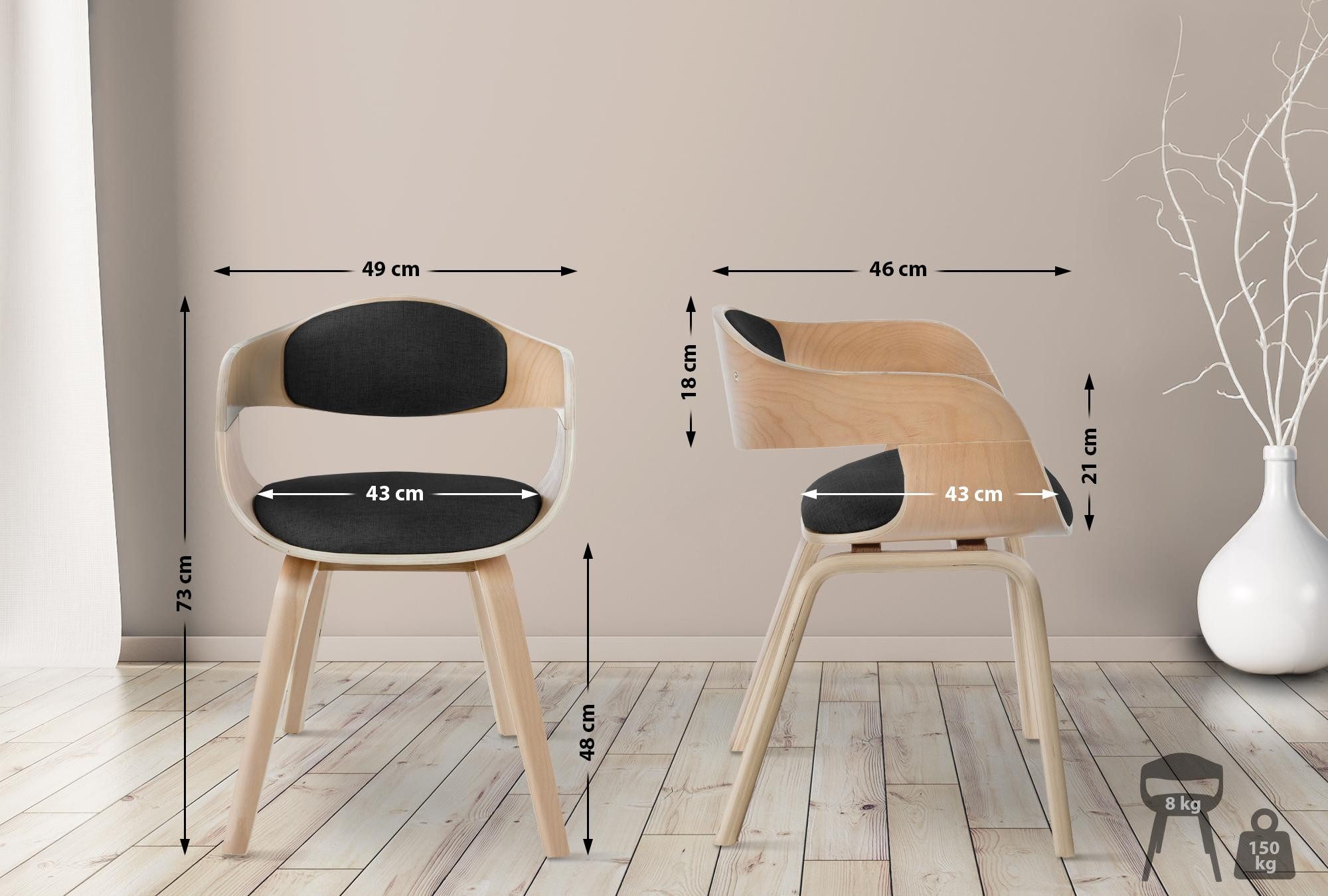 CLP Esszimmerstuhl Kingston Stoff (2er Set), günstig online kaufen