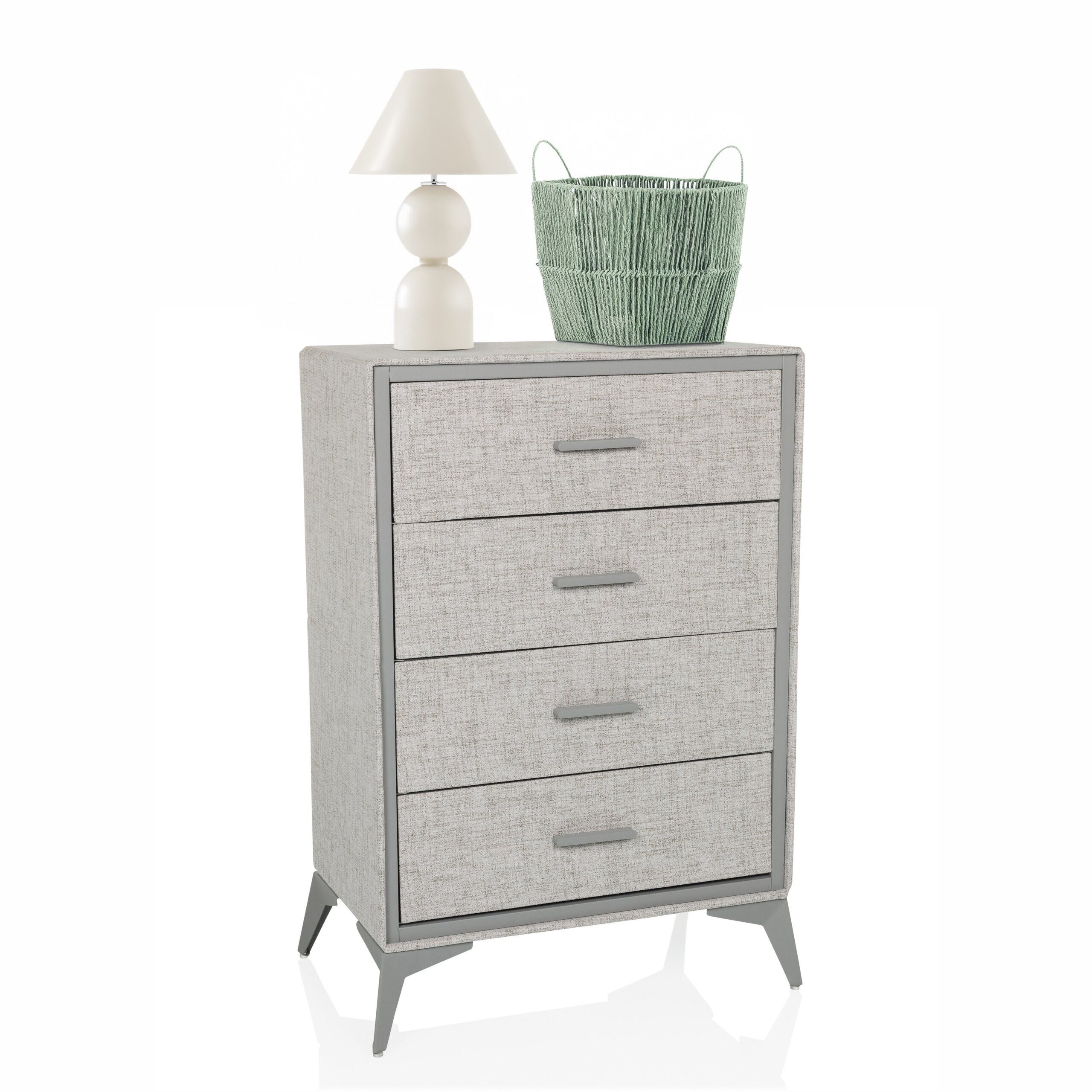 hjh LIVING Kommode SKUFFY Sideboard H/B/T: 90.0 x 60.0 x 35.5 cm, Highboard mit 4 Stoff-Schubladen, Metallgestell, Schubladenkommode