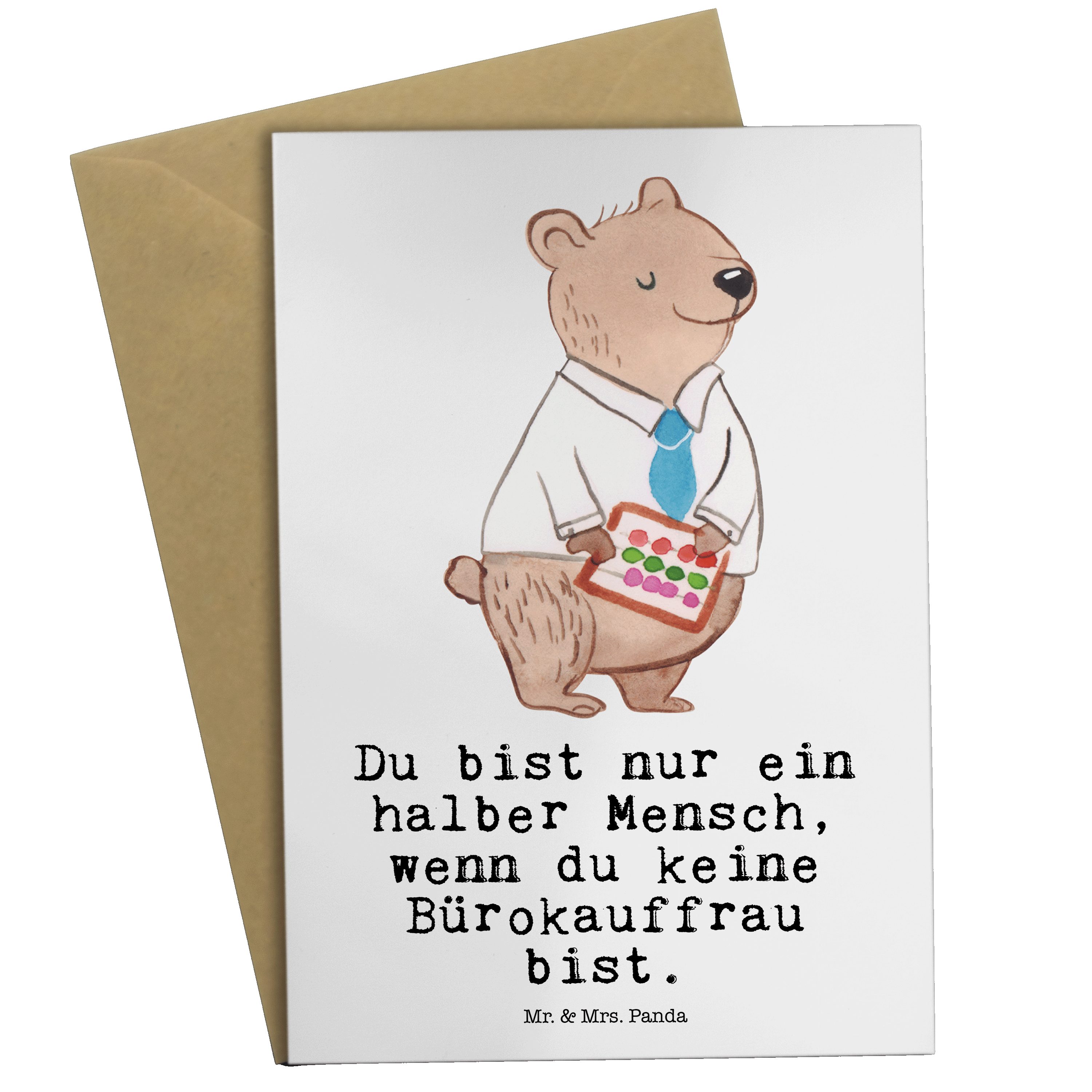 Mr. & Mrs. Panda Grußkarte Weiß Geschenk, mit Büromanagement Bürokauffrau für - Kauffrau - Herz