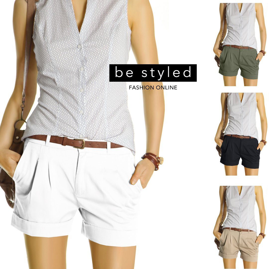 be styled Chinoshorts Chino shorts, kurze Bundfalten Hosen Damen j161p mit Stretchanteil – Bild 5 von 5