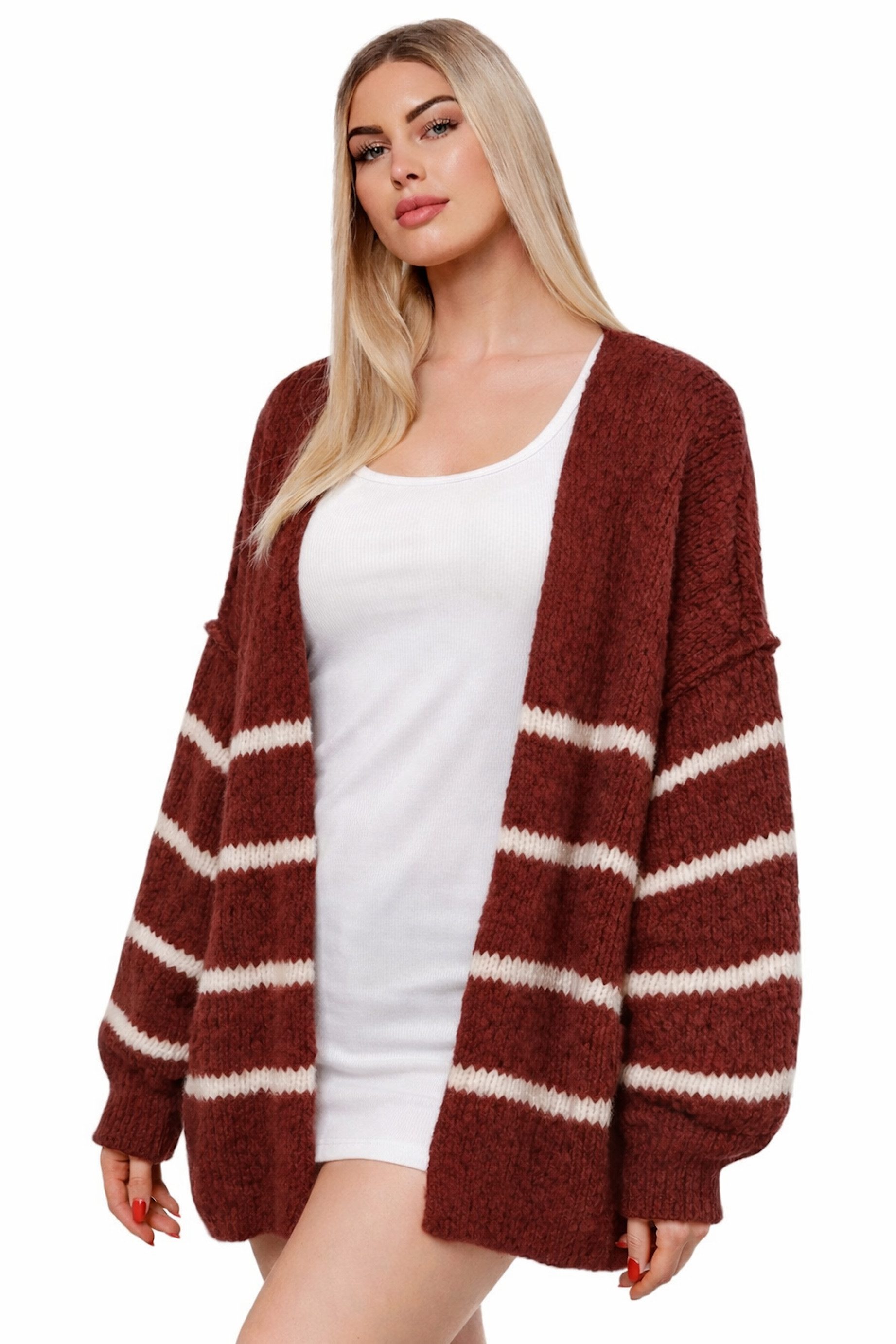 Cardigan Worldclassca Strickjacke Cardigan Open Front Pullover Lang Casual