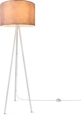 Paco Home Stehlampe Trina Pillar, ohne Leuchtmittel, Stativ Stehlampe Wohnzimmer Dreibein Lampe Mit Stoffschirm Retro