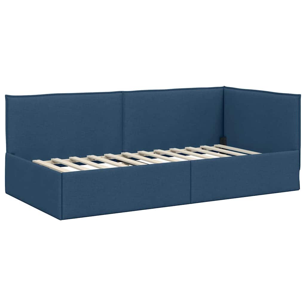 vidaXL Bett Eckbettgestell mit Kopfteil Blau günstig online kaufen
